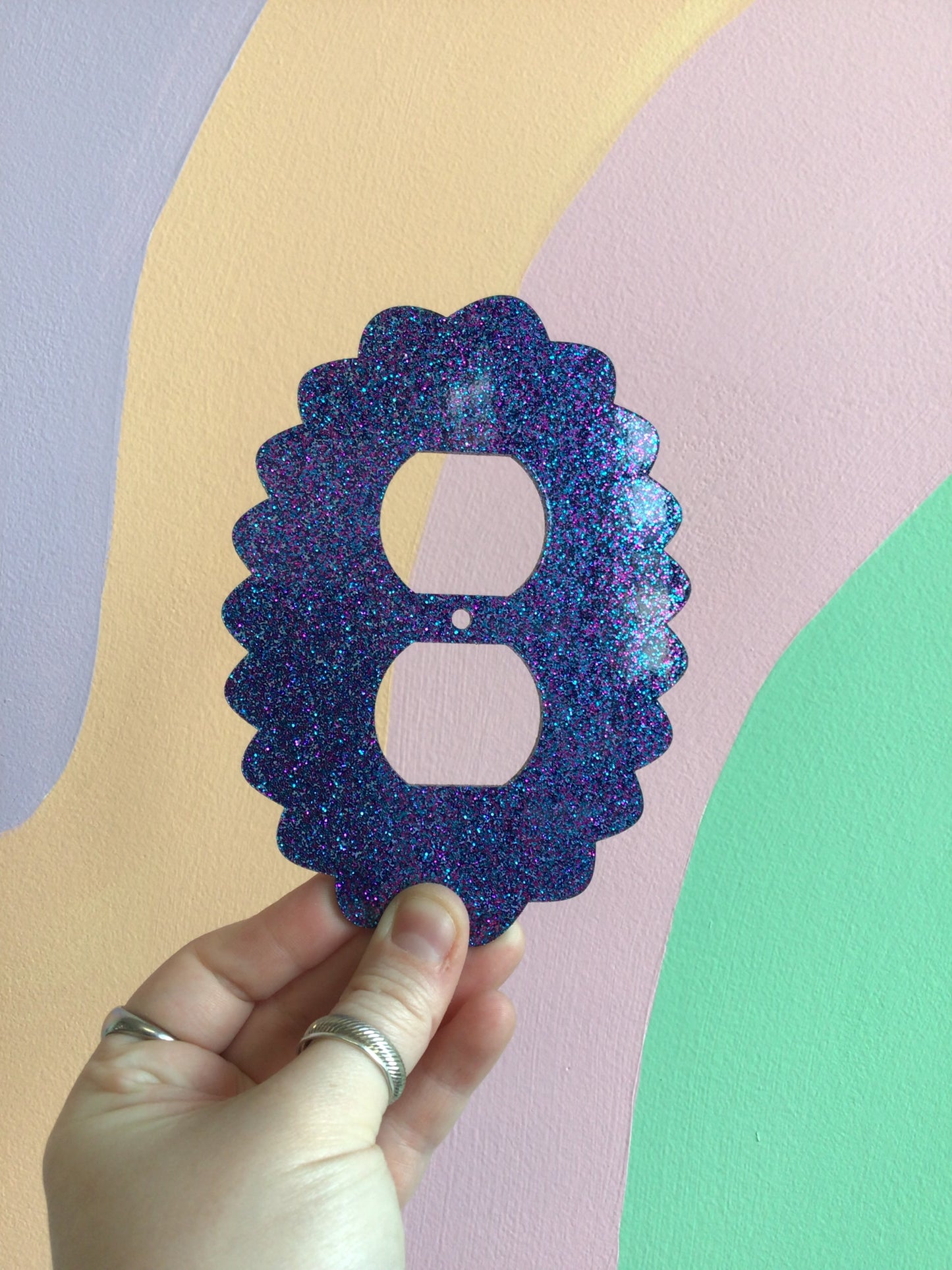Midnight Blue and Purple Glitter Outlet Covers