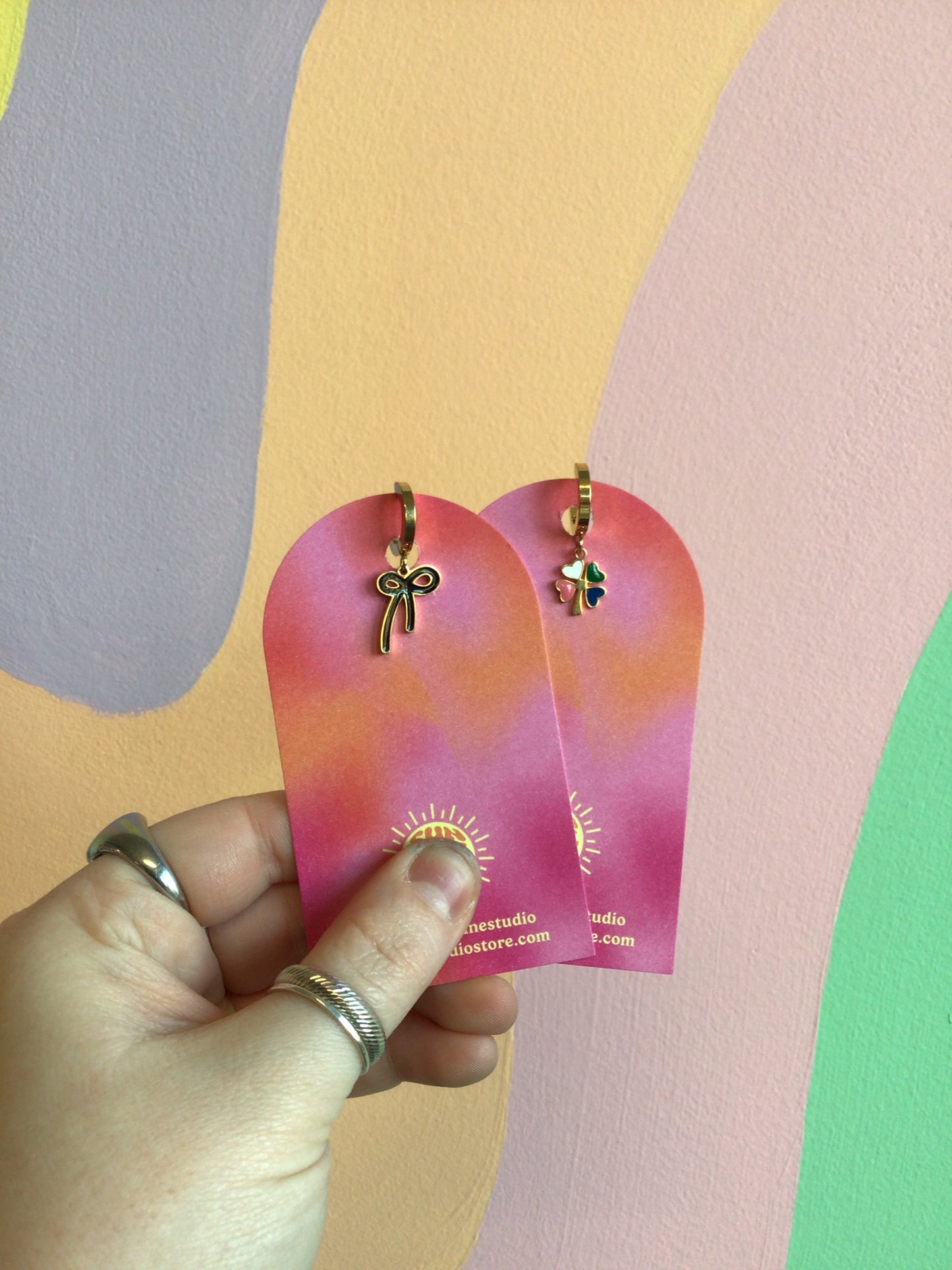 Mix N’ Match Titanium Enamel Charm Huggies