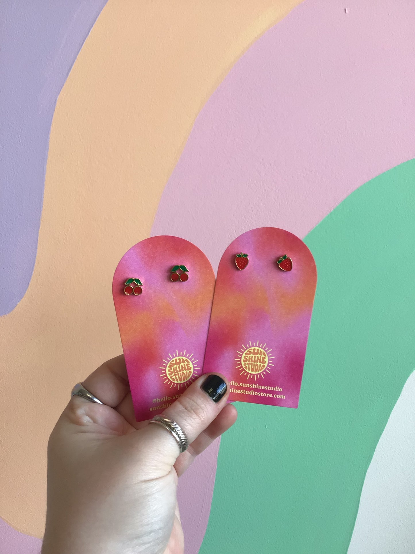 Tiny Fruit Enamel Earrings