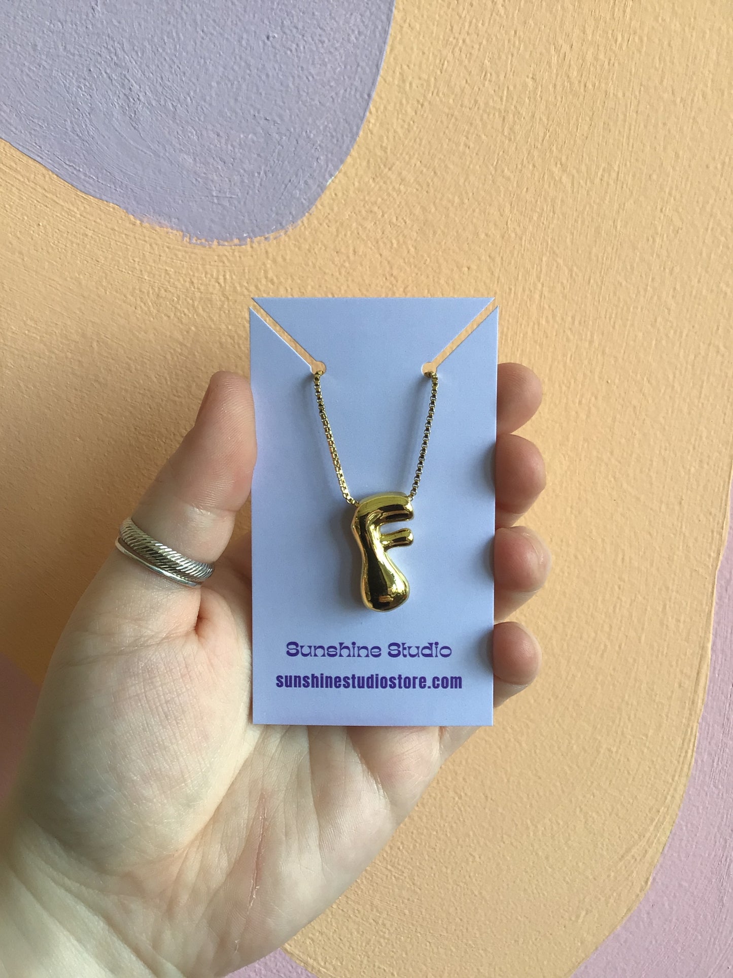Bubble Letter Initial Necklace