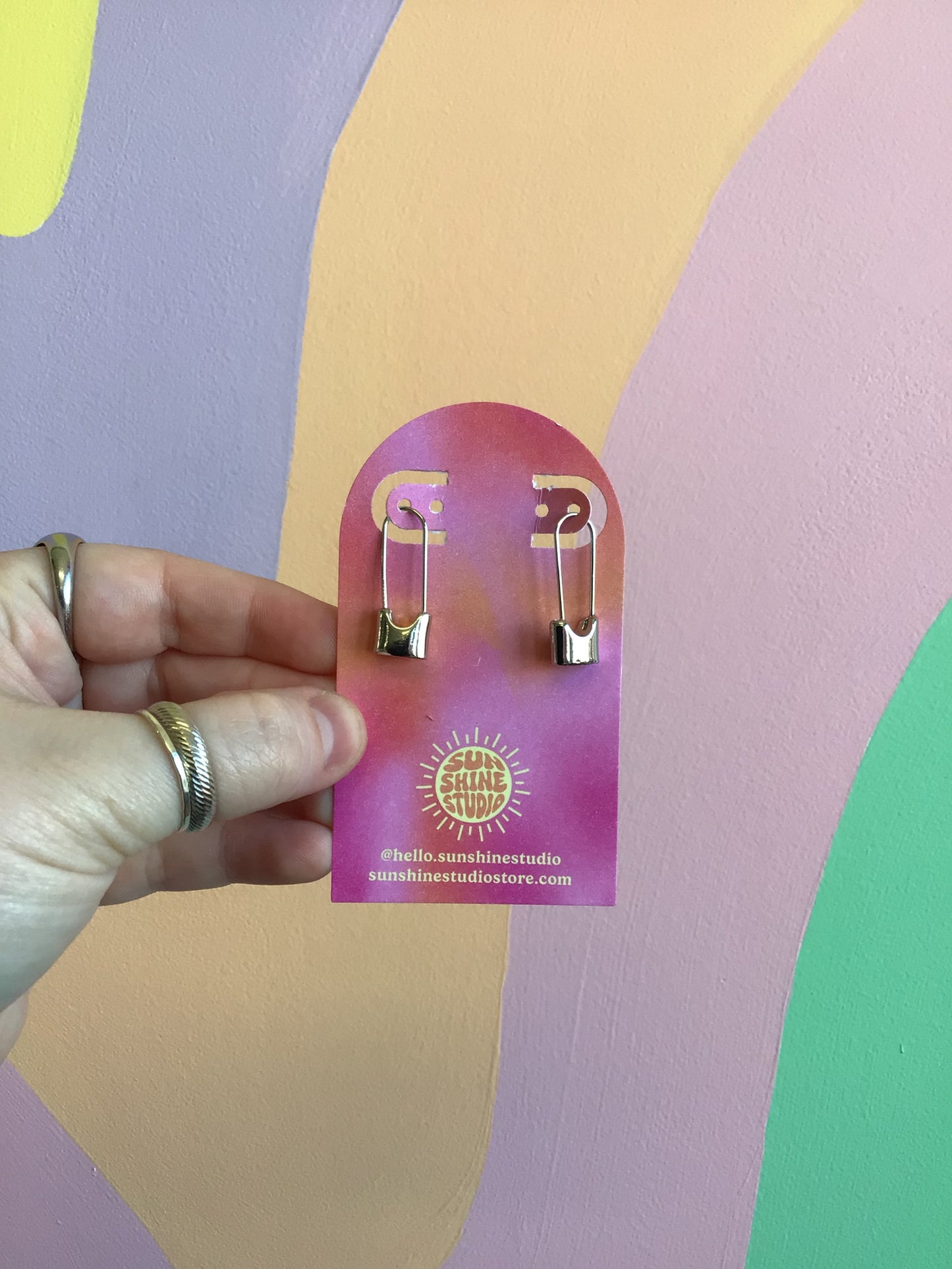 Copper Plated Safety Pin Earrings