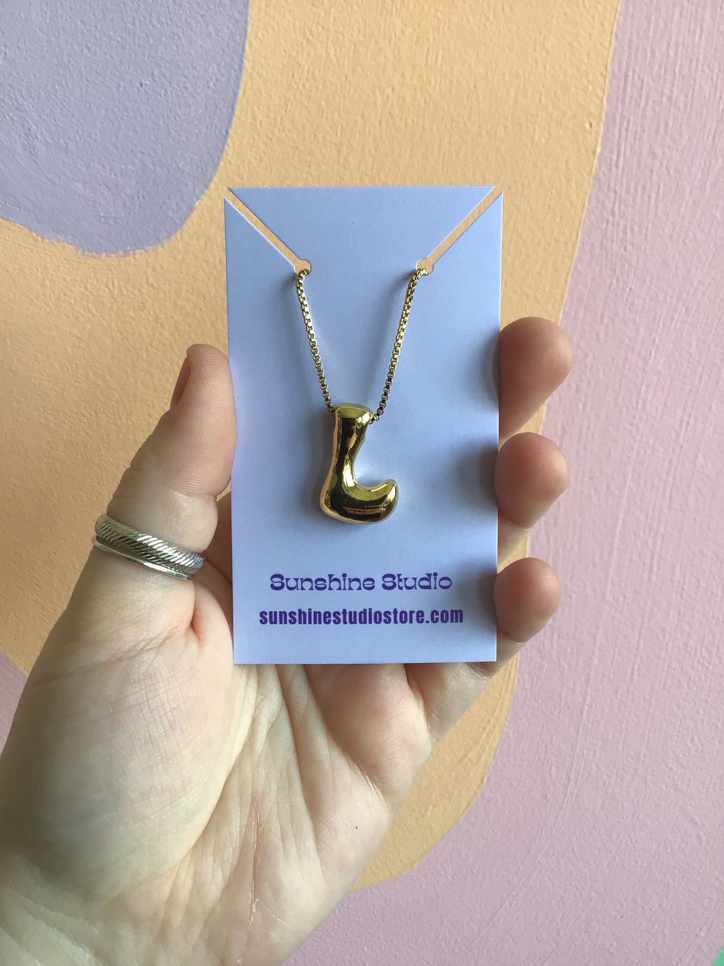 Bubble Letter Initial Necklace