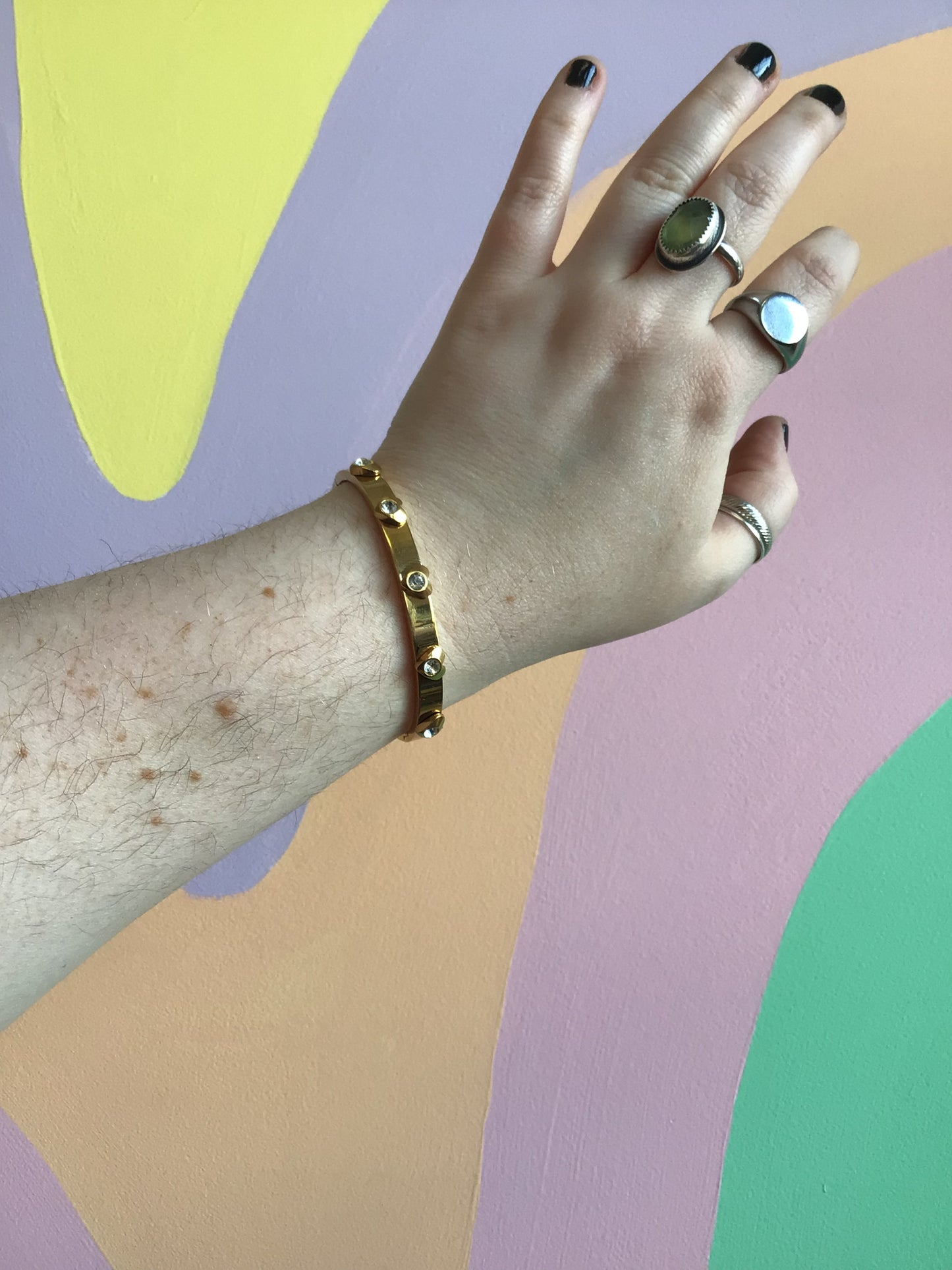 Titanium Heart Studded Bangle