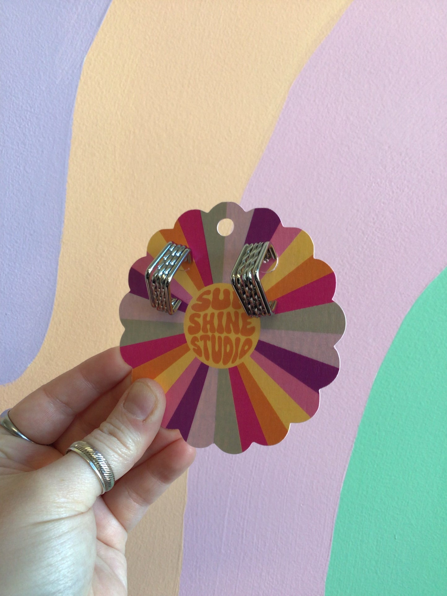 Square Triple Twist Titanium Hoops