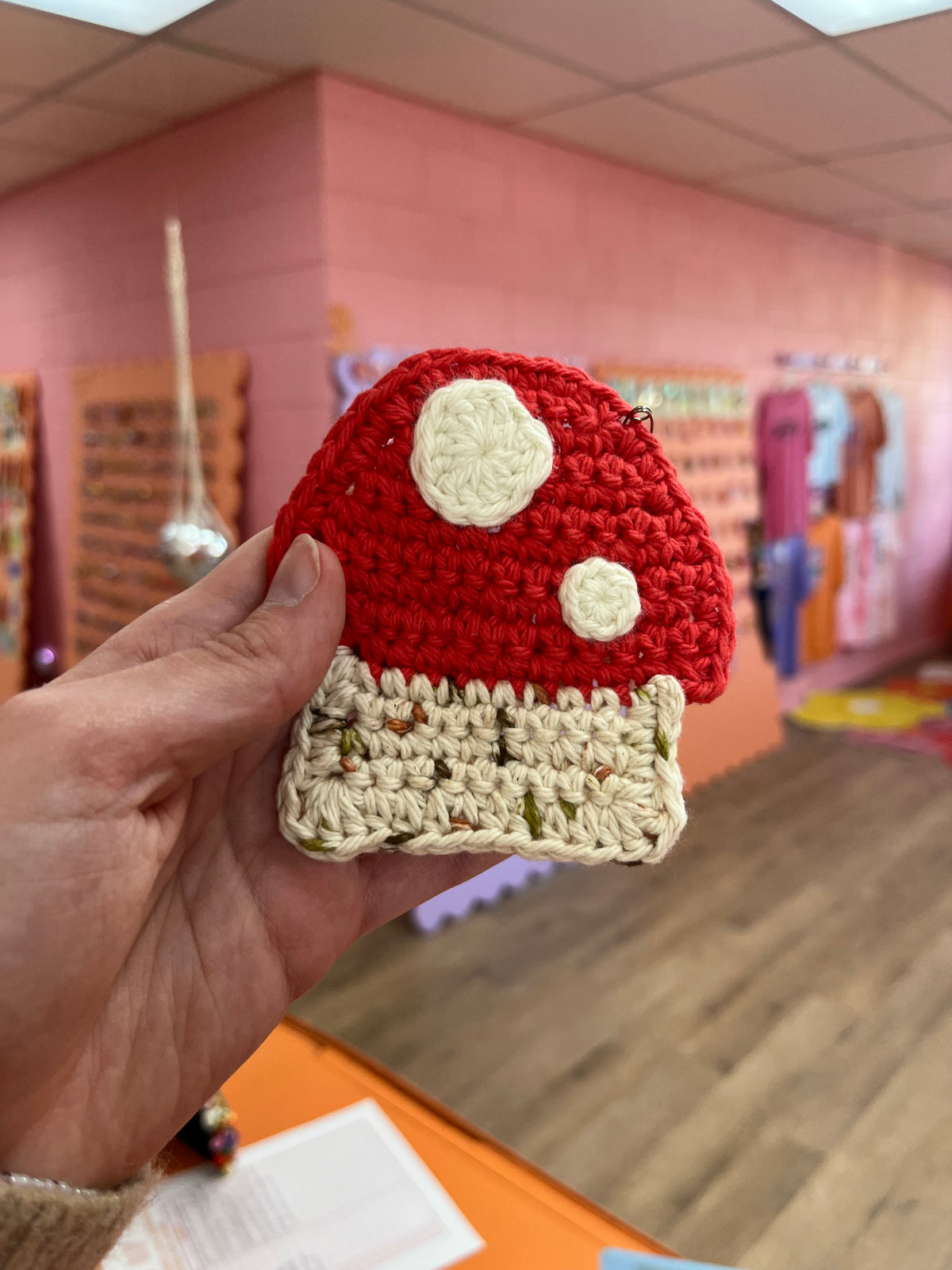 Crochet Mushroom Coaster
