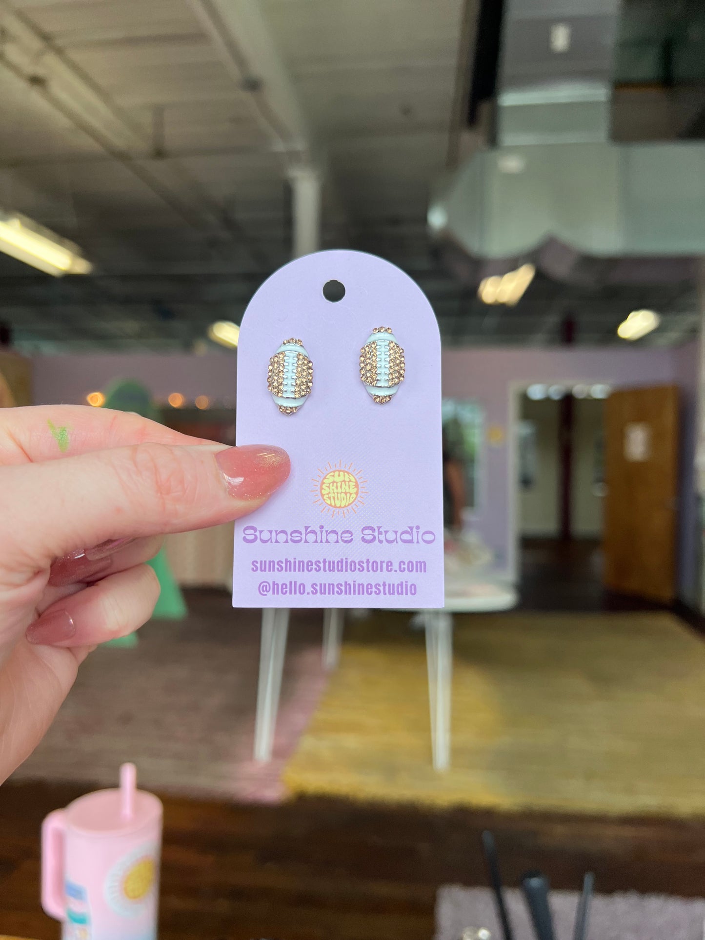 Tiny Football Earrings