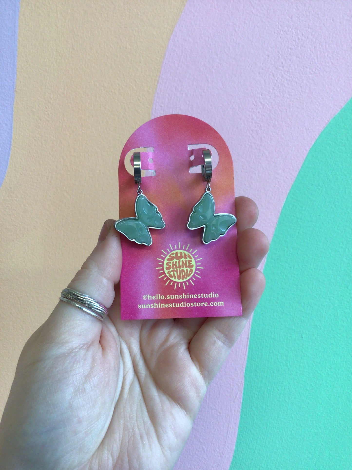 Debut Titanium Butterfly Charm Earrings