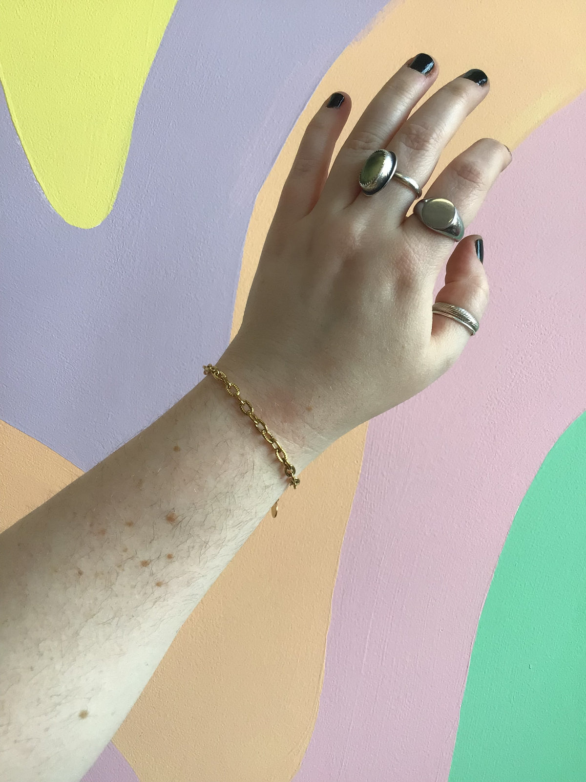 Textured Titanium Chain Link Bracelet