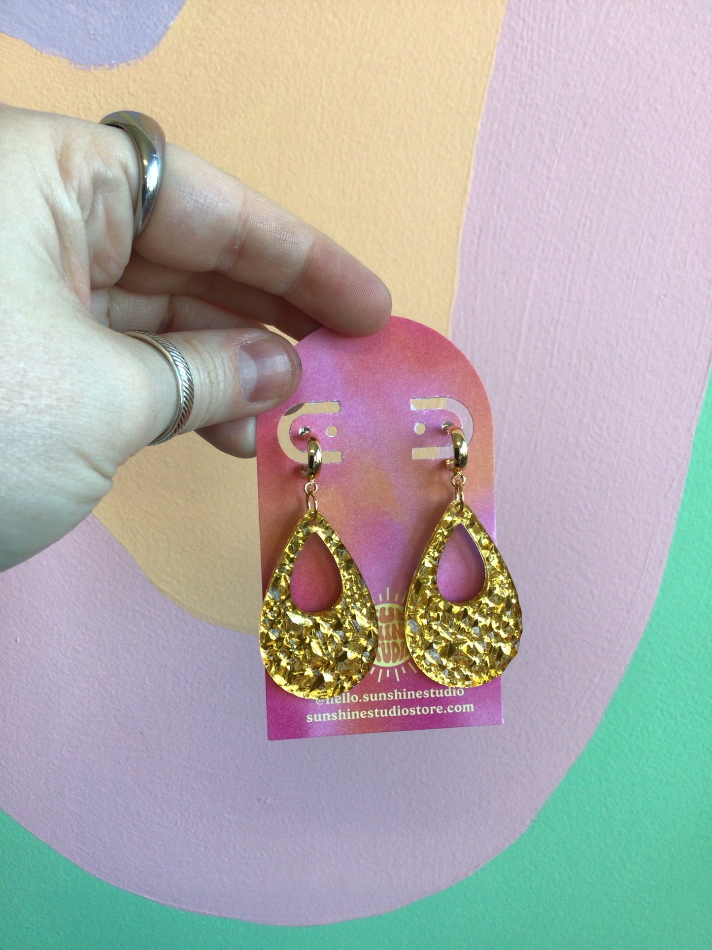 Crushed Gold Autumn Statement Earrings