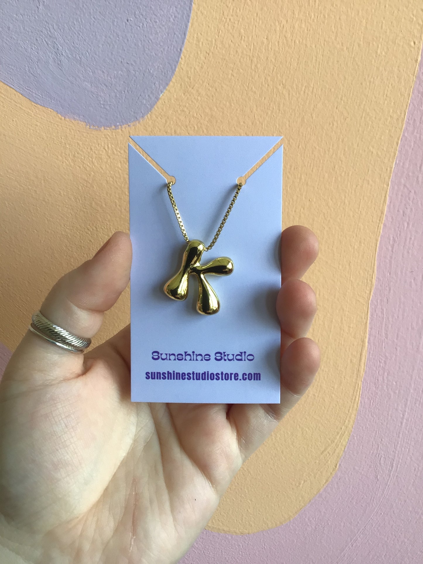 Bubble Letter Initial Necklace