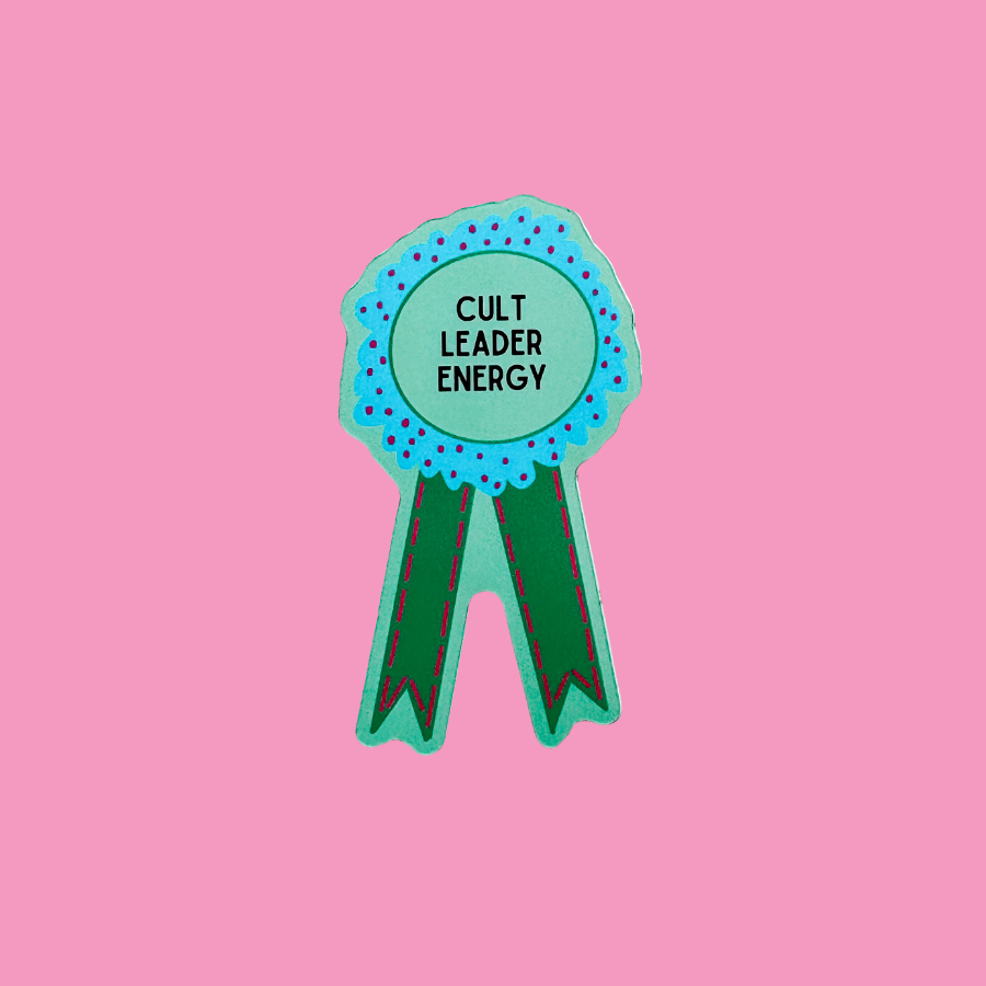 "Cult Leader Energy" Award Ribbon Vinyl Sticker