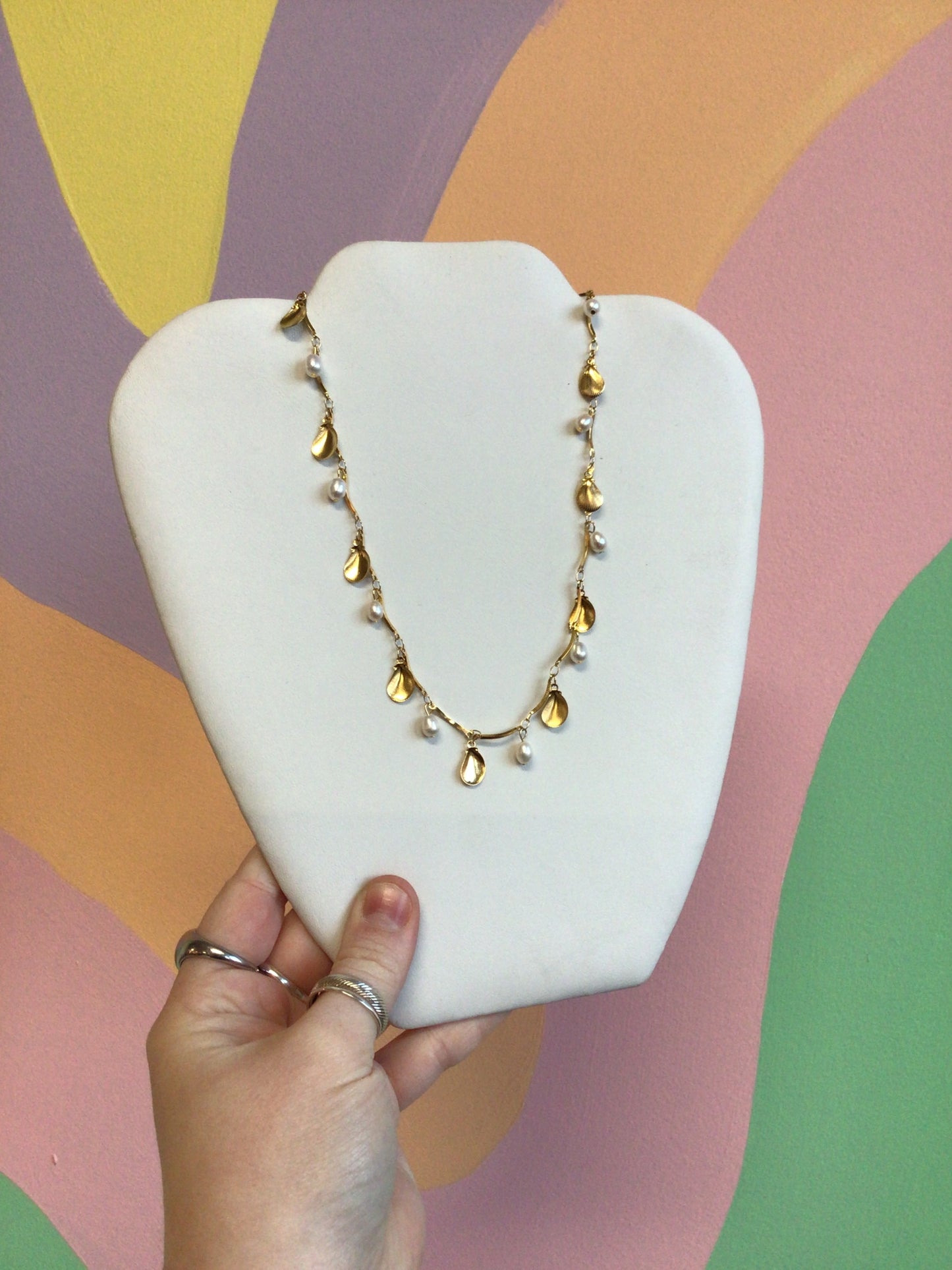 Dripping With Pearls Titanium Necklace