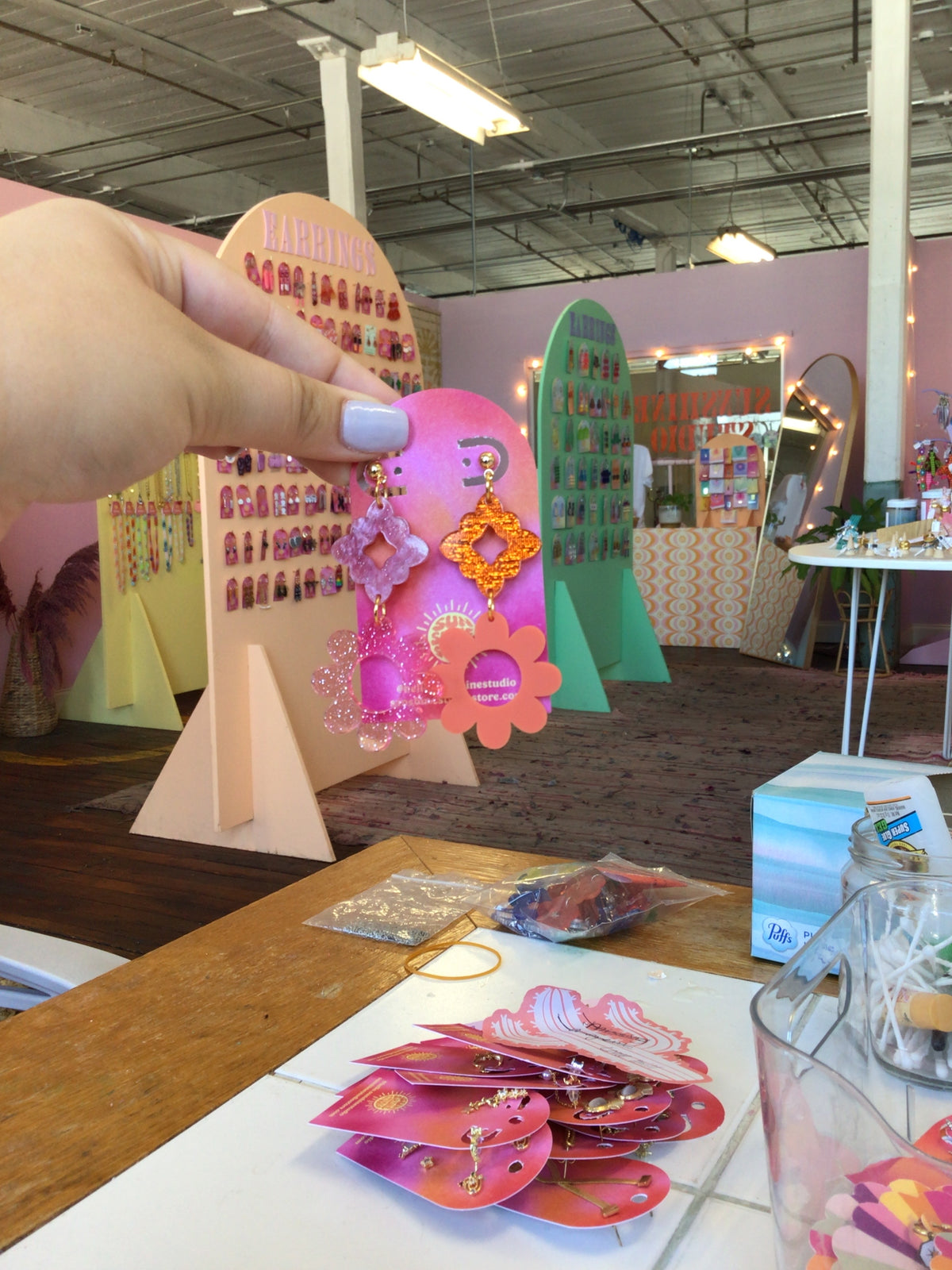 Pink + orange dangles