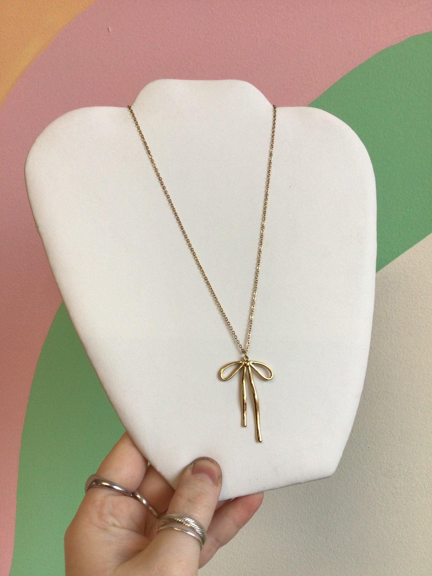 Sophisticated Titanium Bow Necklace