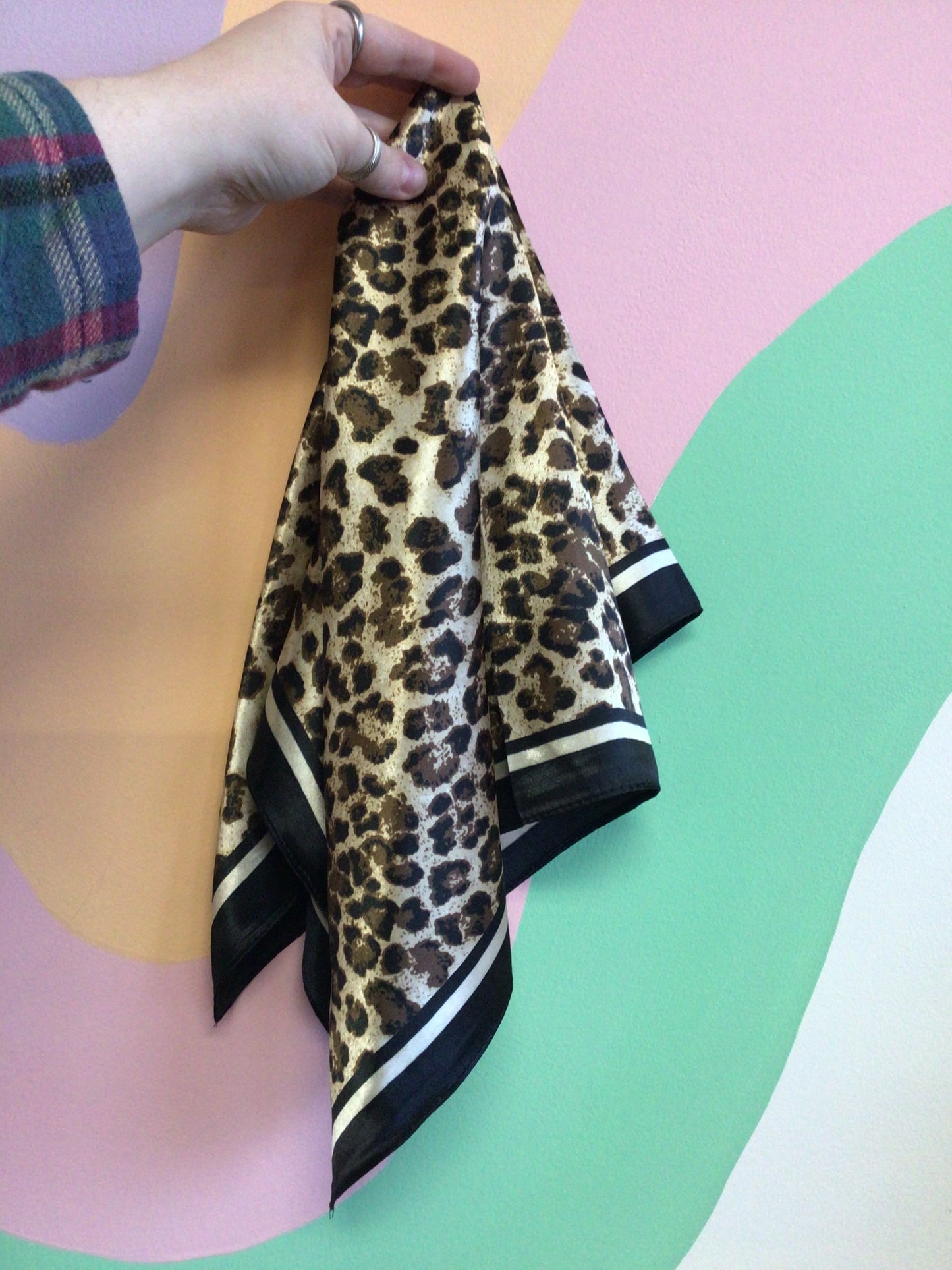 Leopard Print Silk Poly Blend Bandana