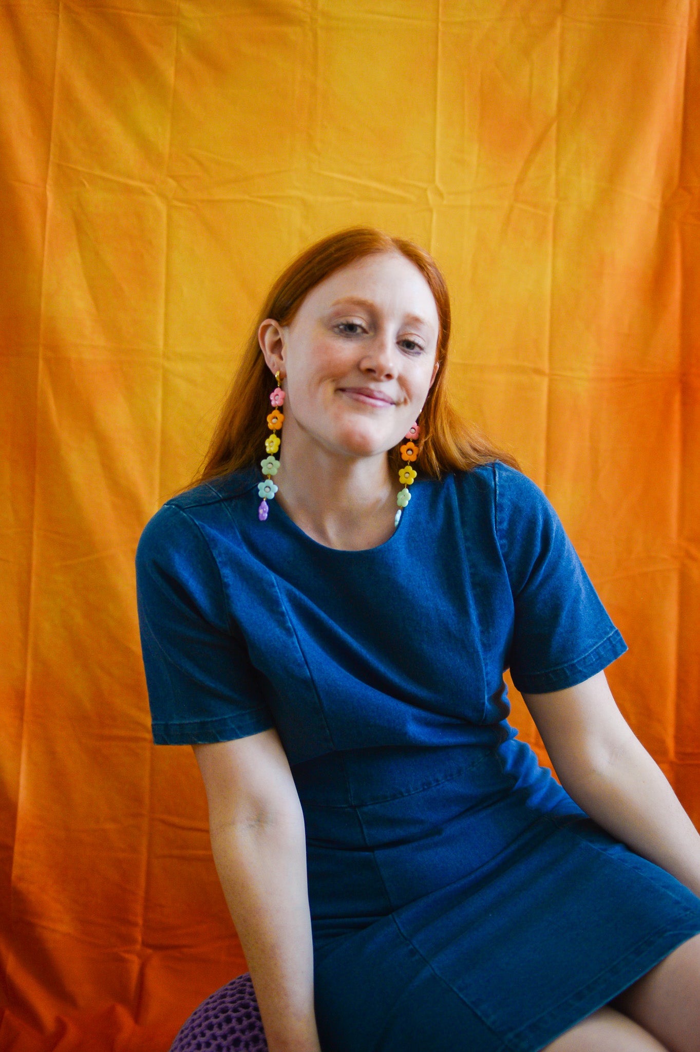 Pastel Rainbow Flower Statement Earrings