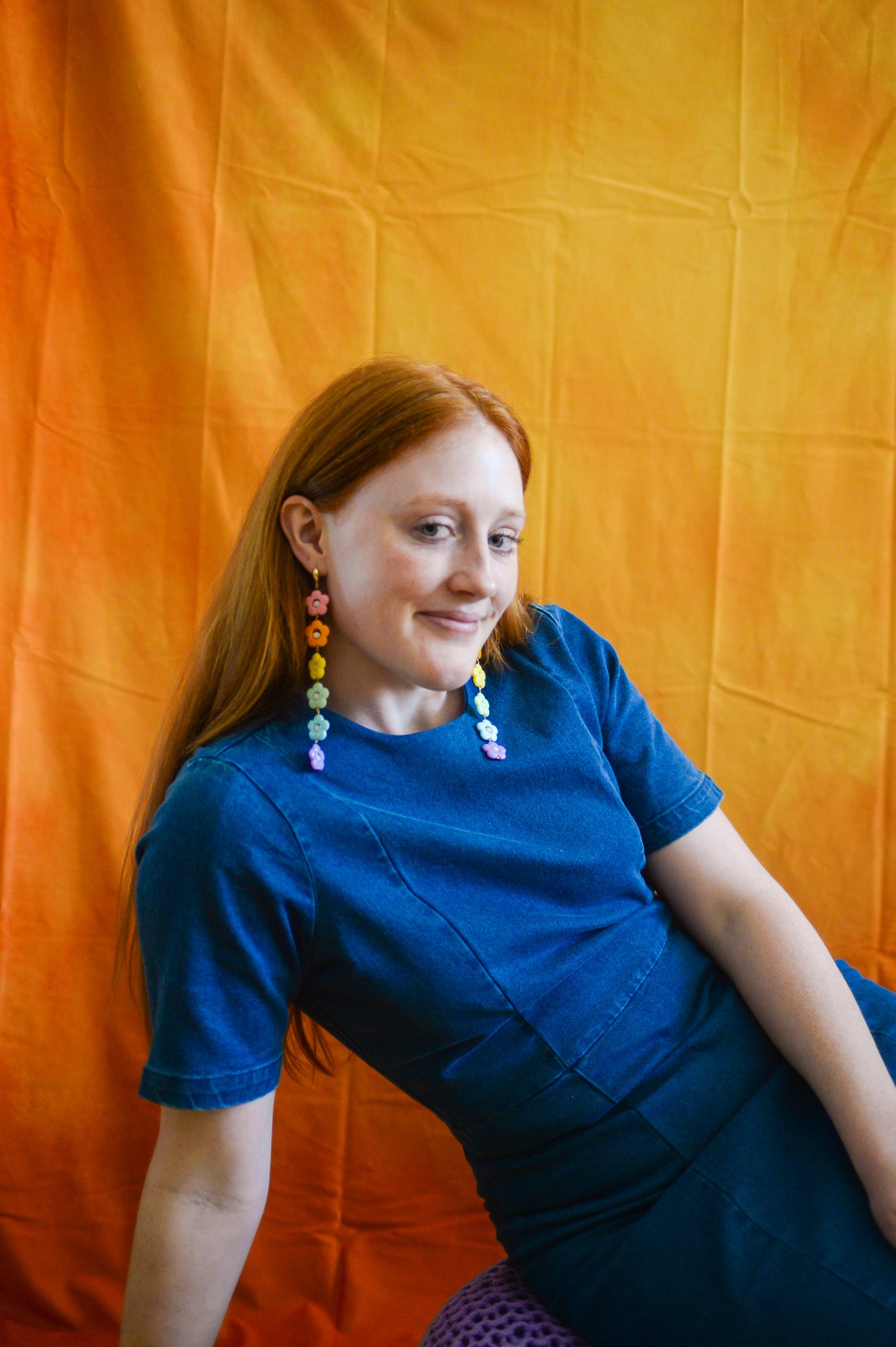 Pastel Rainbow Flower Statement Earrings