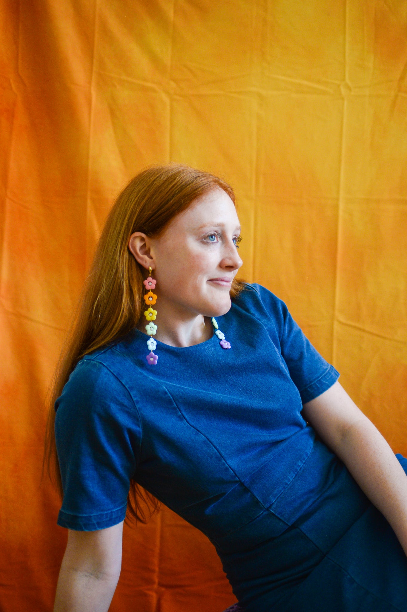 Pastel Rainbow Flower Statement Earrings