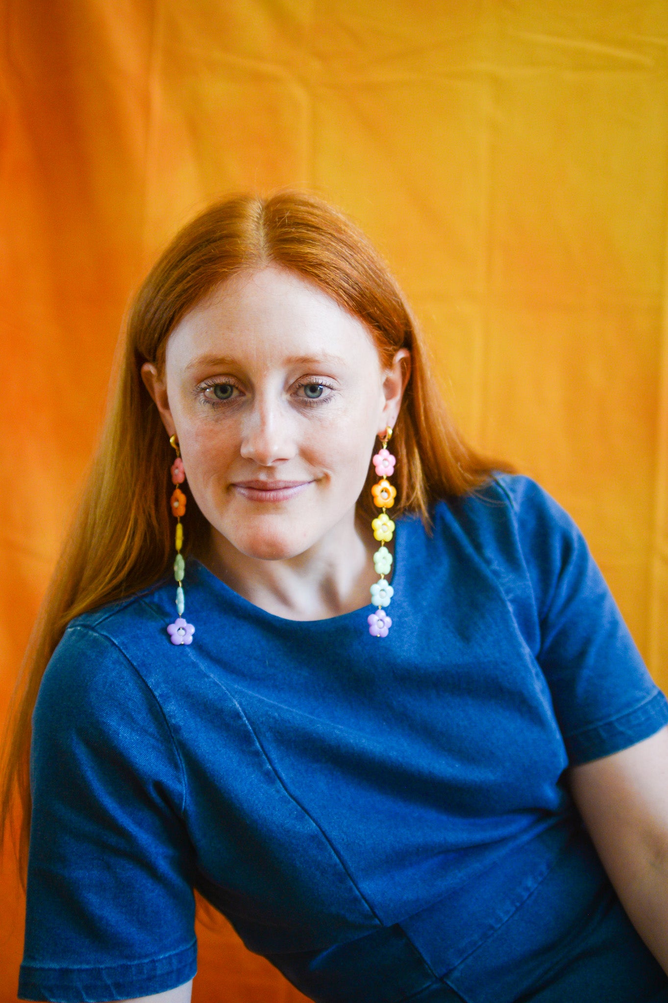 Pastel Rainbow Flower Statement Earrings