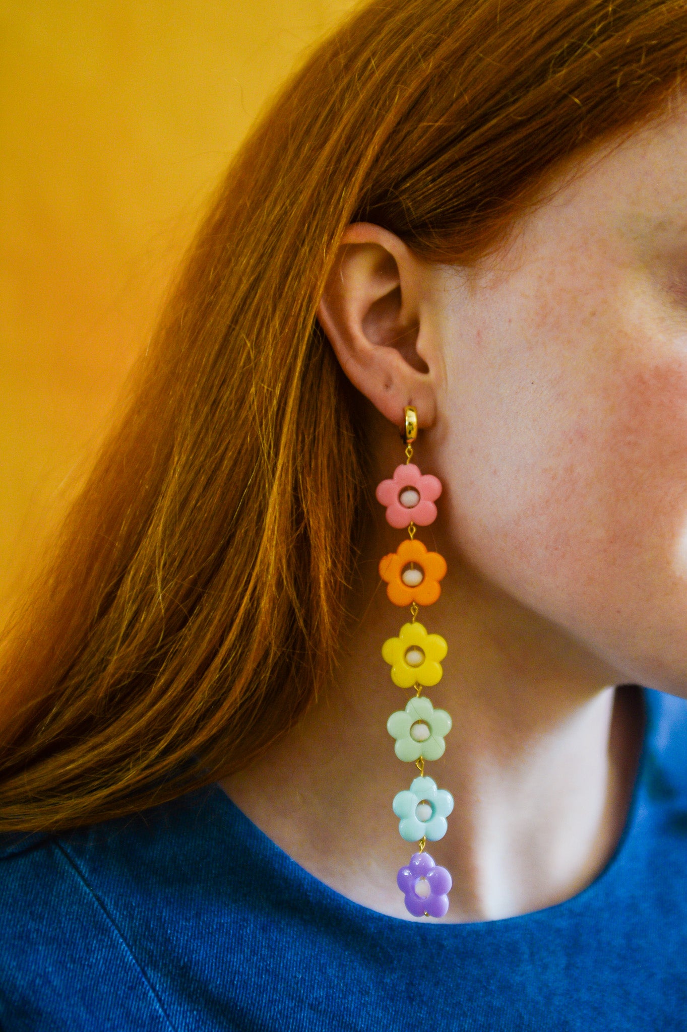 Pastel Rainbow Flower Statement Earrings
