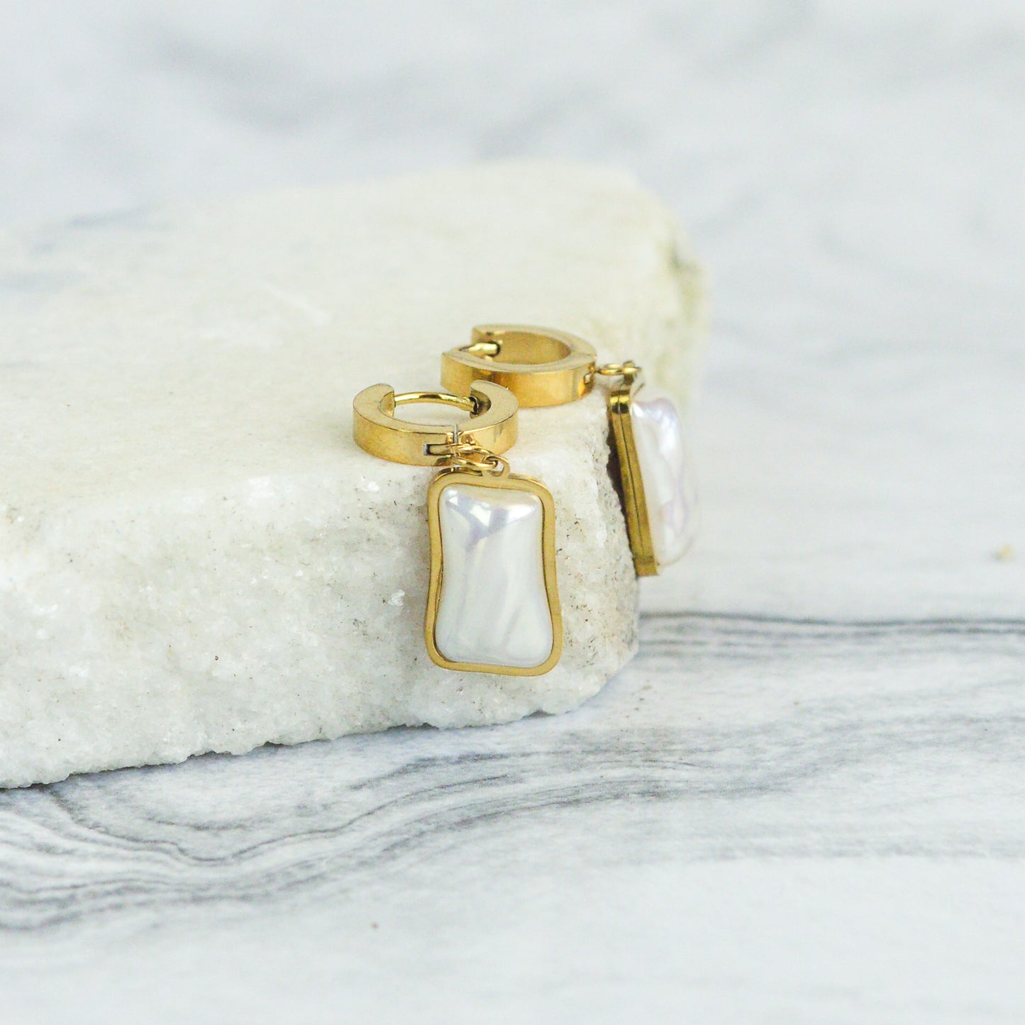 Pearl Titanium Earrings