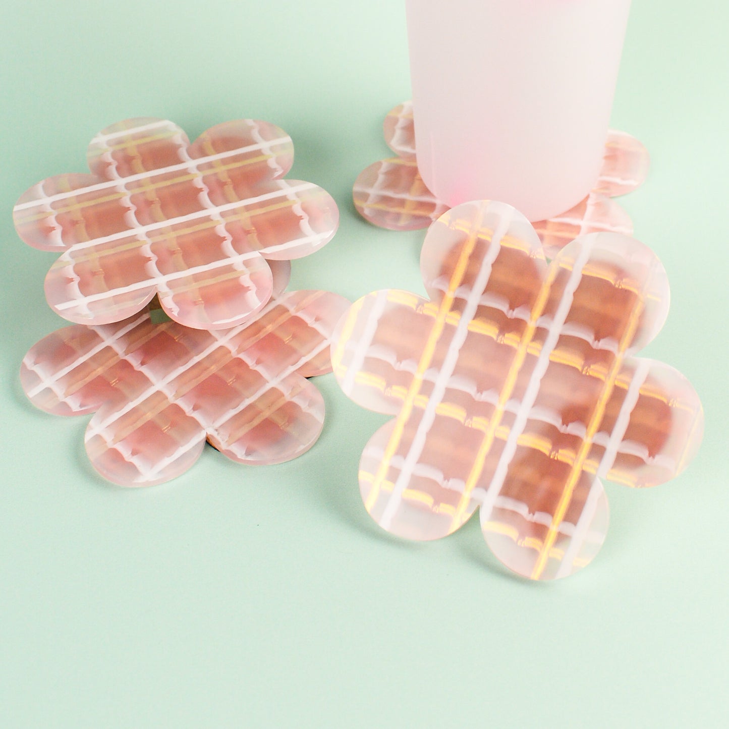 Plaid Flower Coasters
