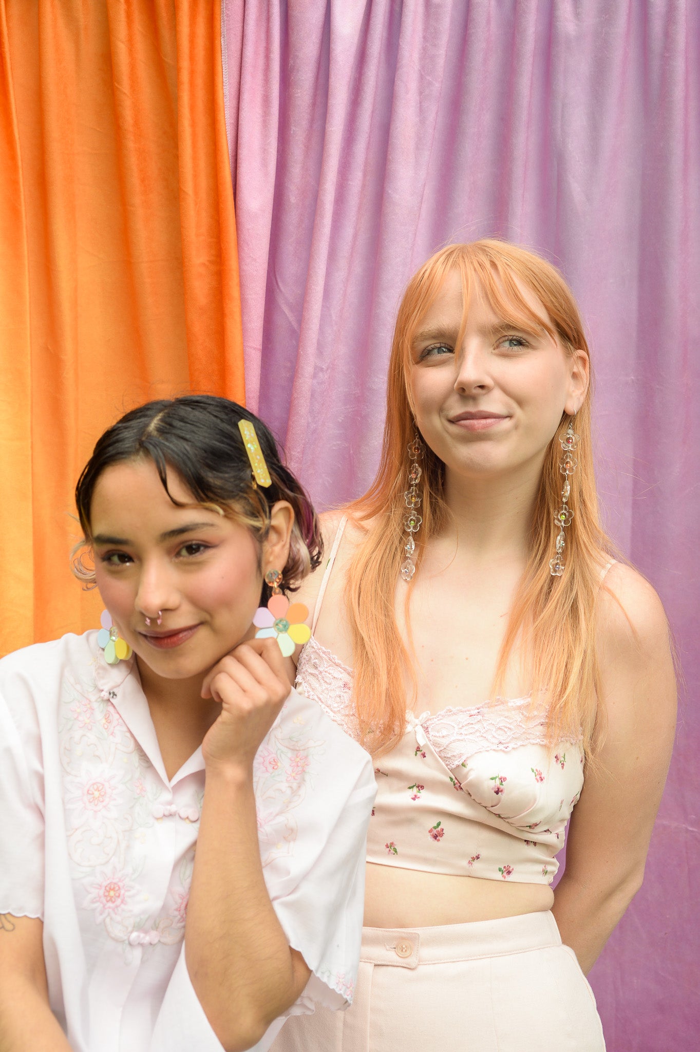 Clear Flower Rainbow Earrings