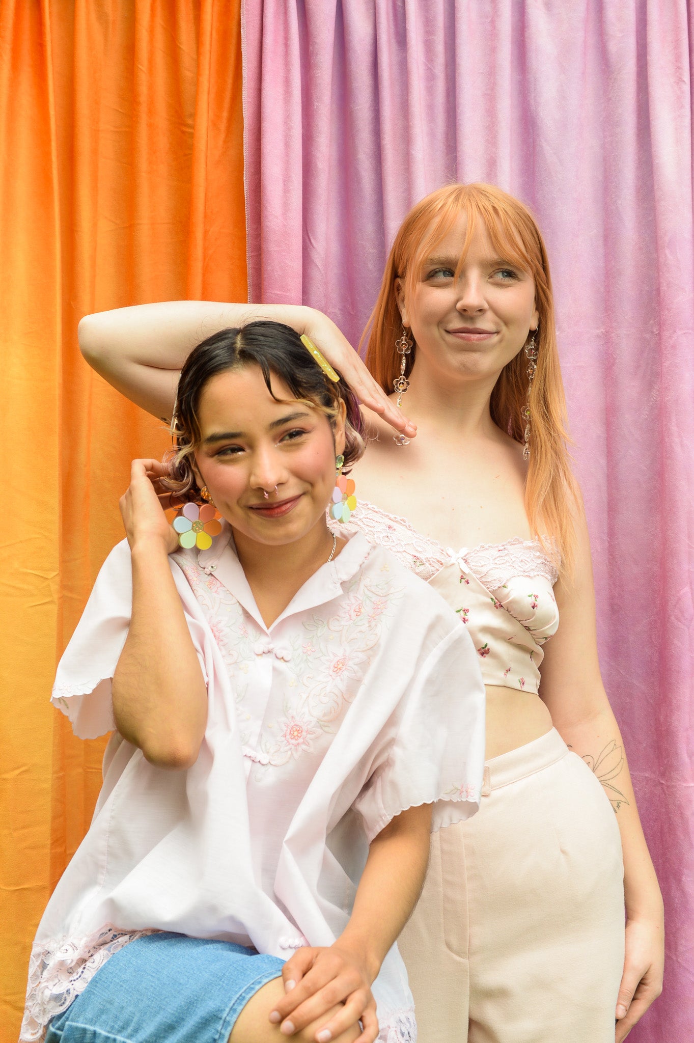 Clear Flower Rainbow Earrings