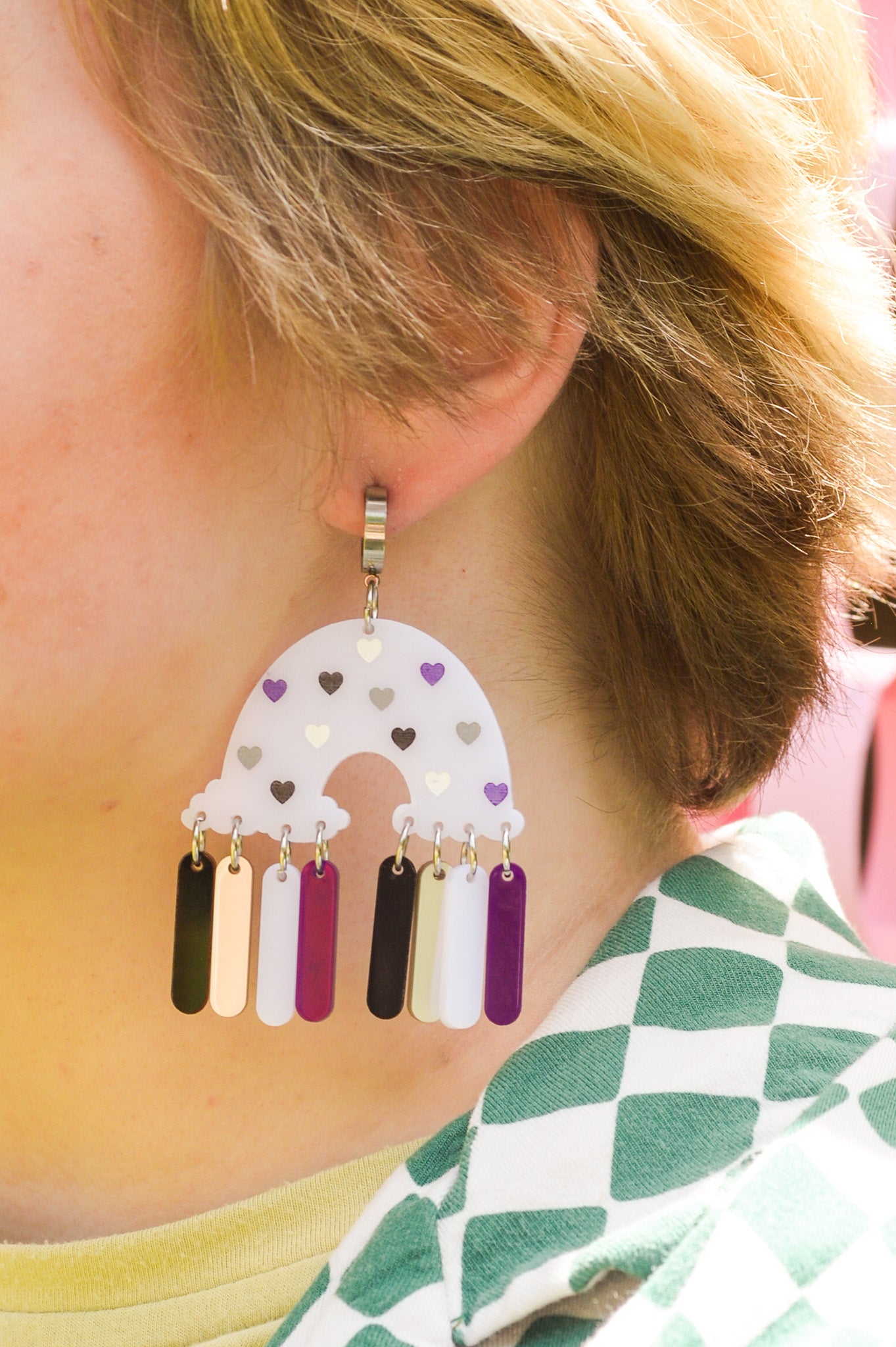 Black/Gray/White/Purple Heart Rainbow