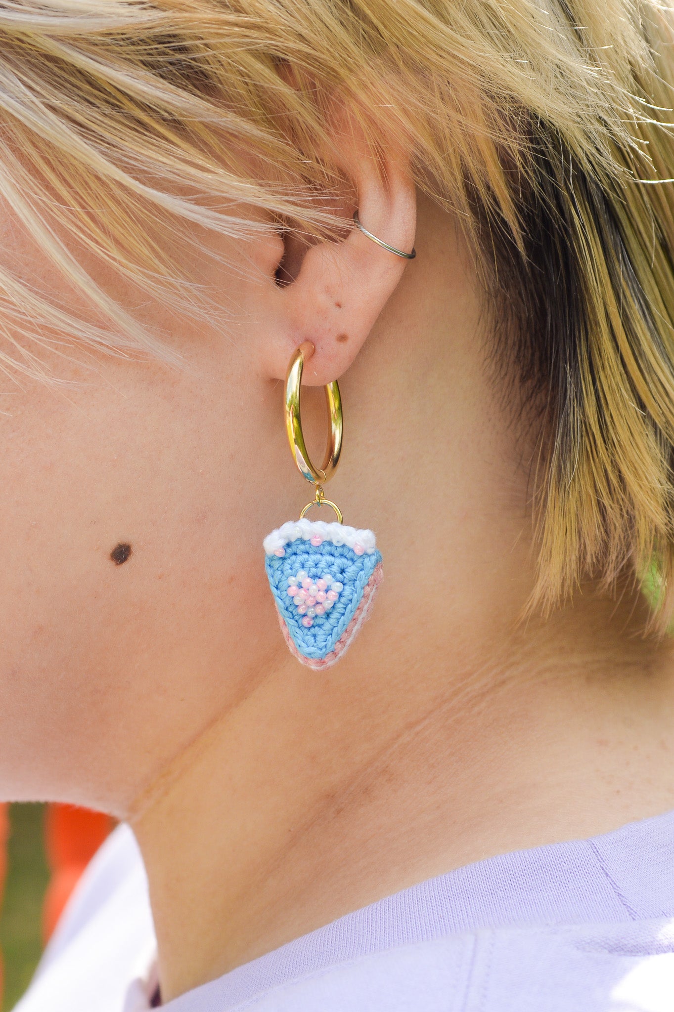 Slice of Cotton Candy Cake Earrings