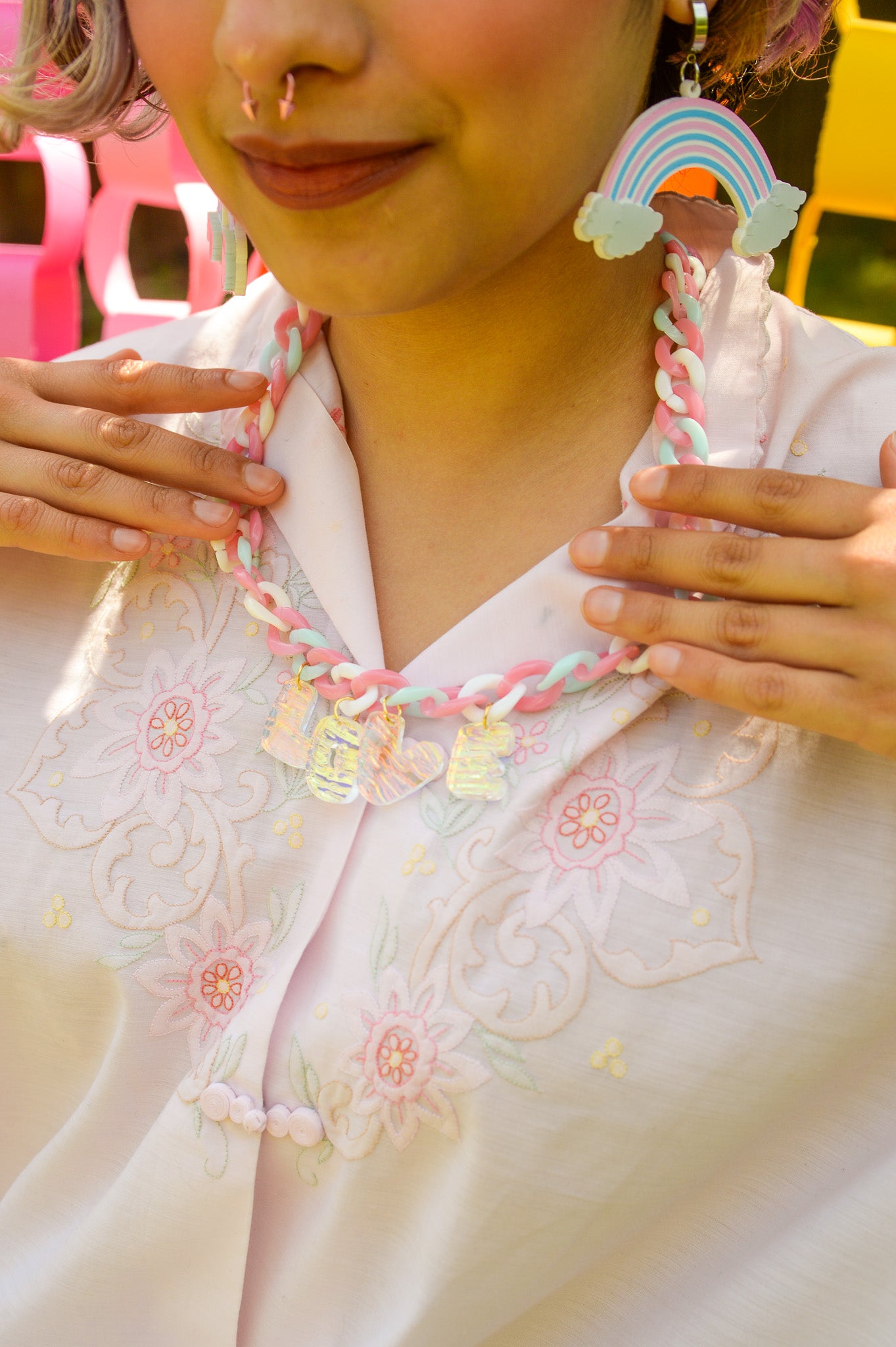 Cotton Candy Colored "LOVE" Necklace