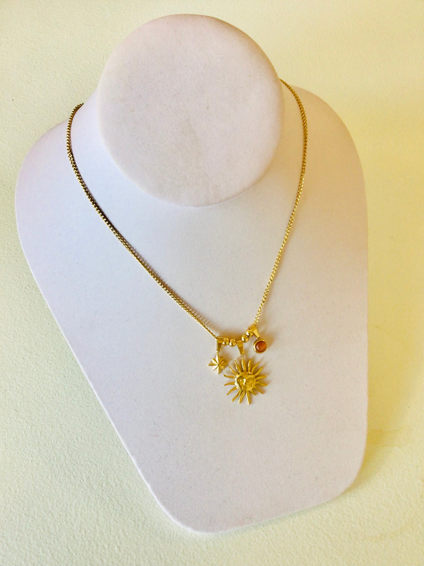 Amber Sun-rays Titanium Necklace