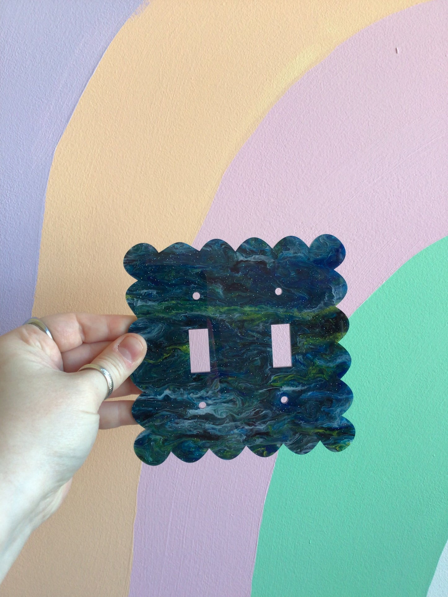 Green Galaxy Glitter Outlet Covers