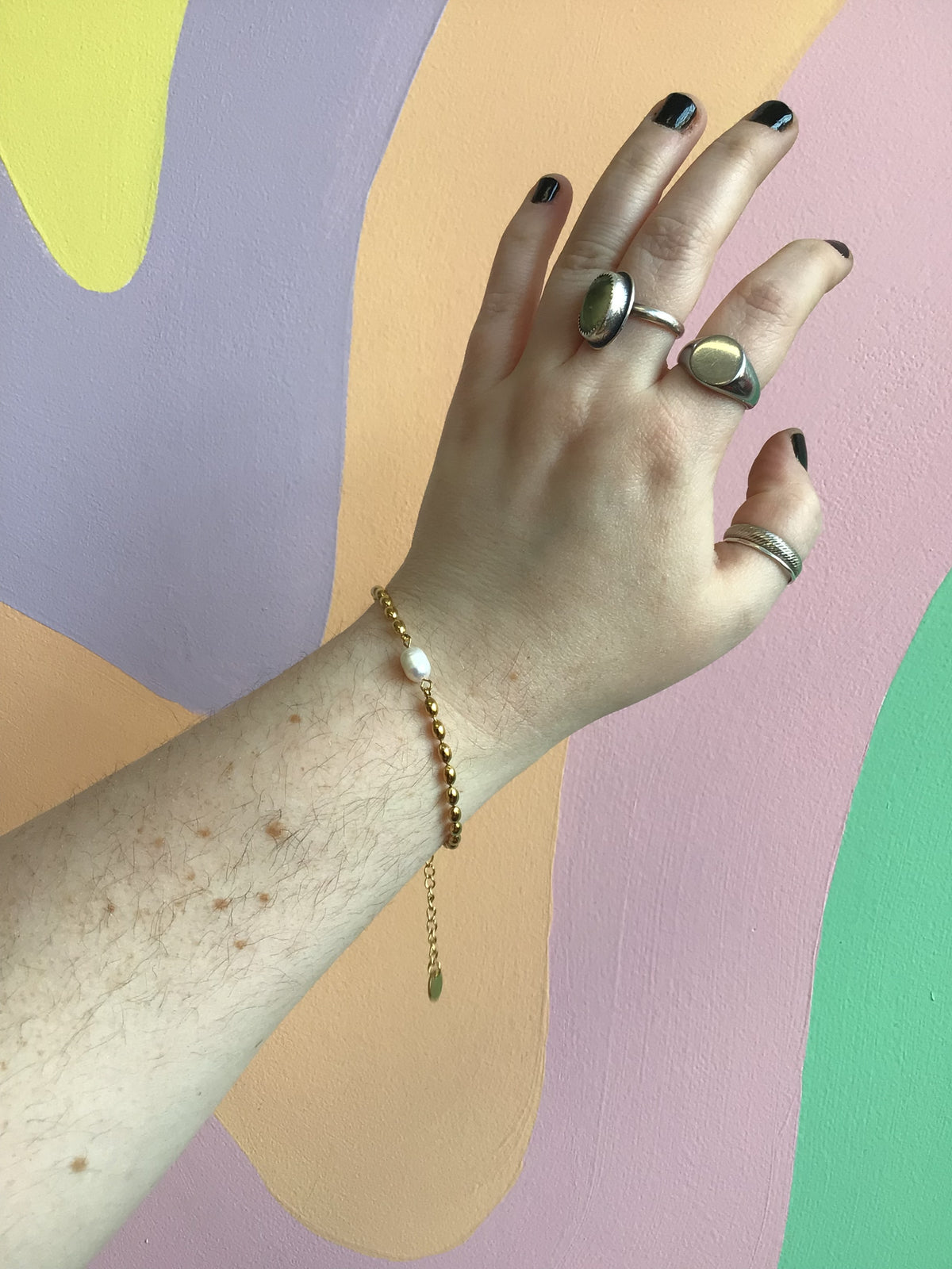 Pearl Droplet Titanium Bracelet