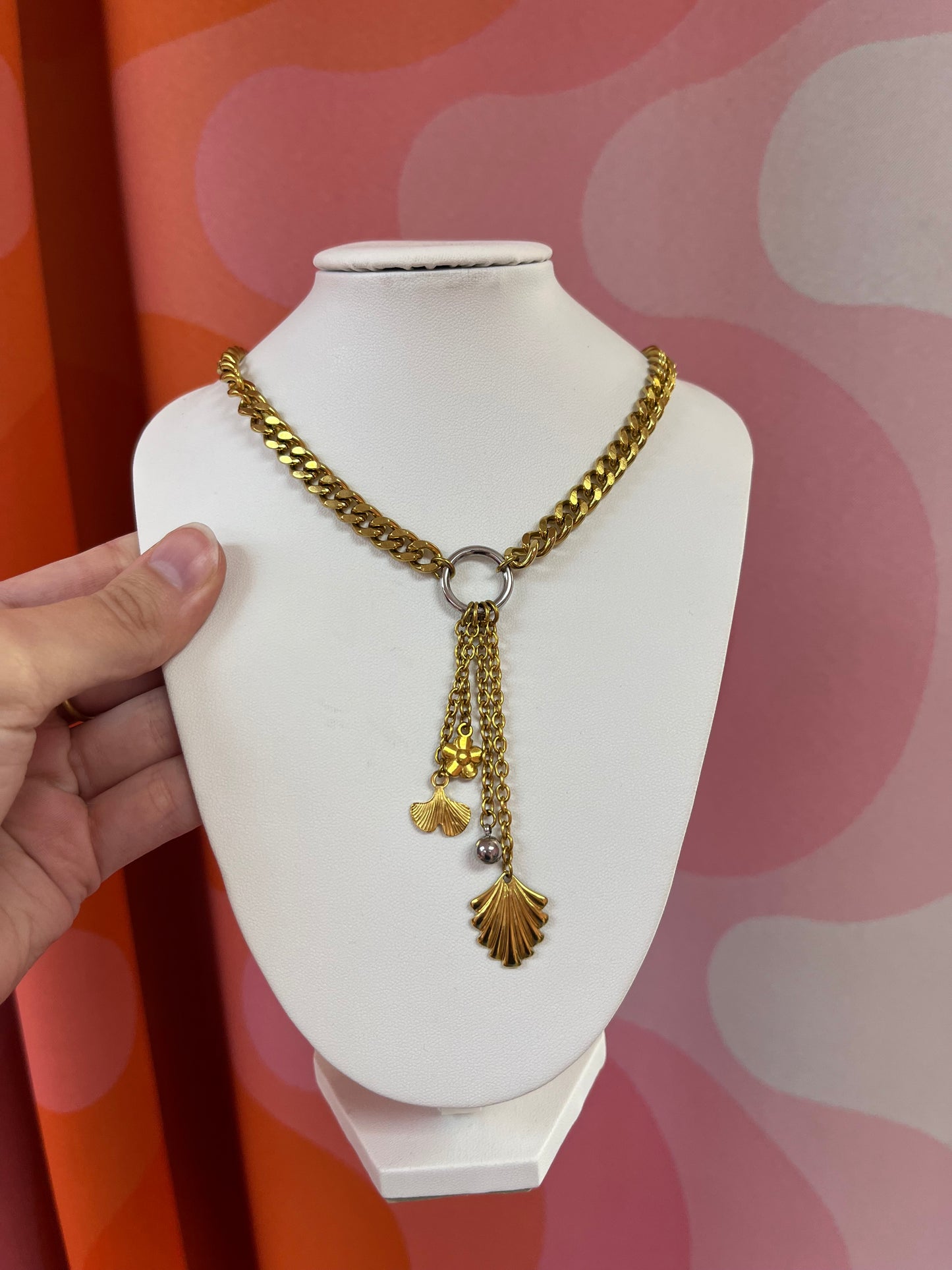 Stacked Mixed Metal Titanium Charm Necklace