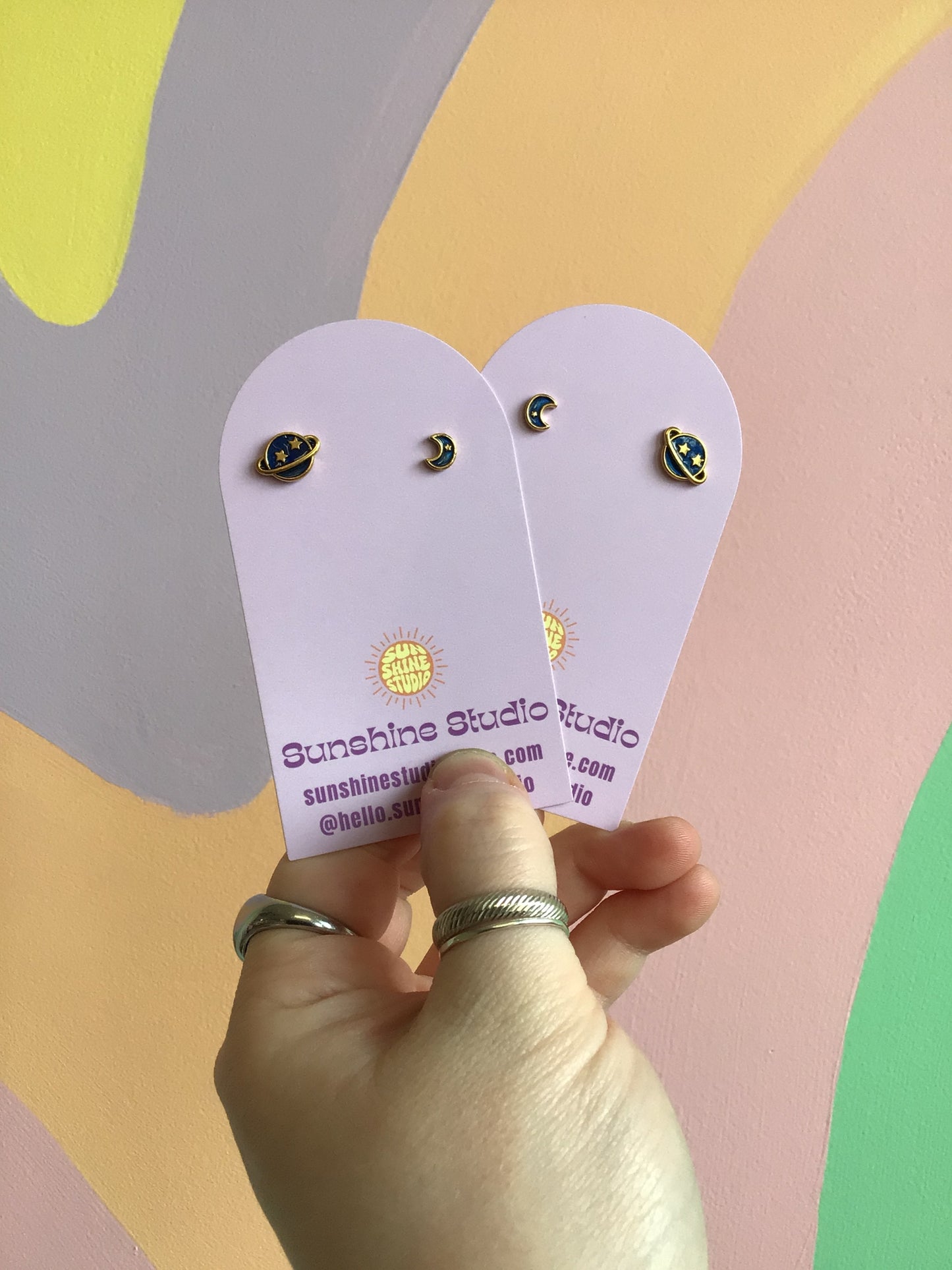 Tiny Enamel Space Earrings