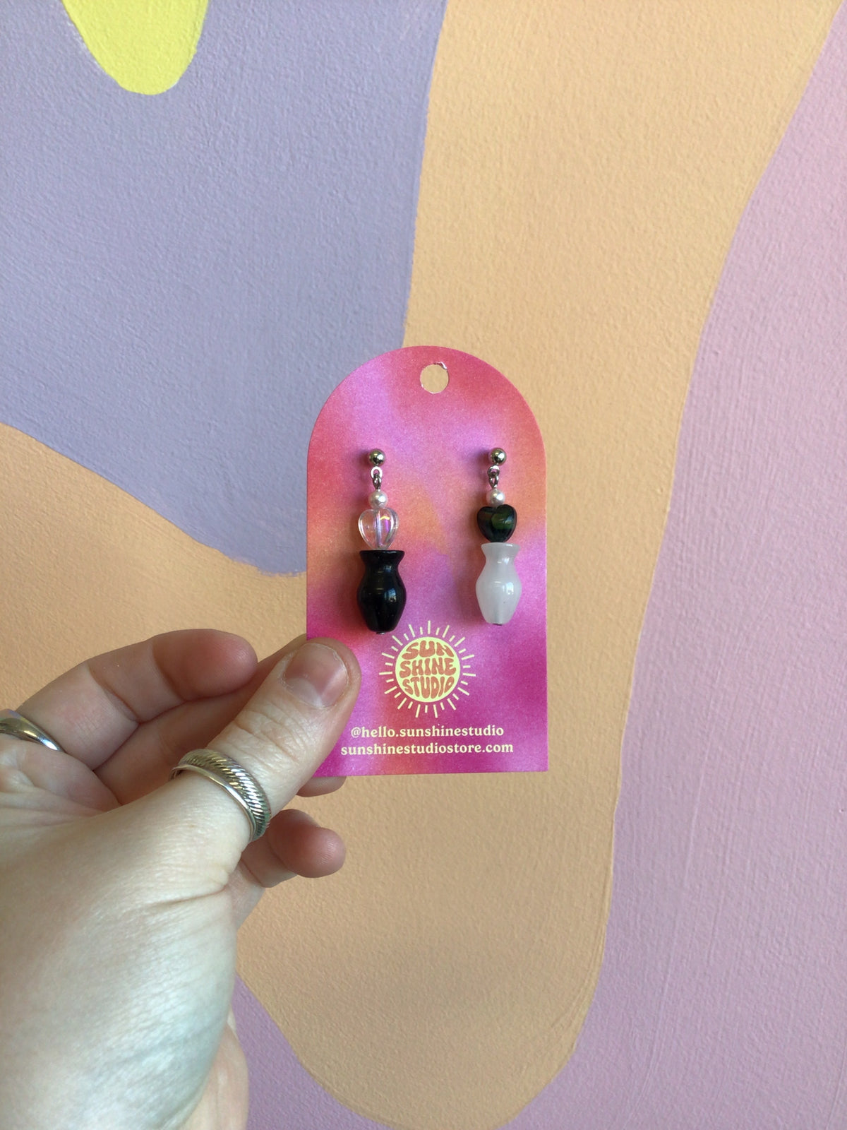 Mismatched Beaded Vase Earrings