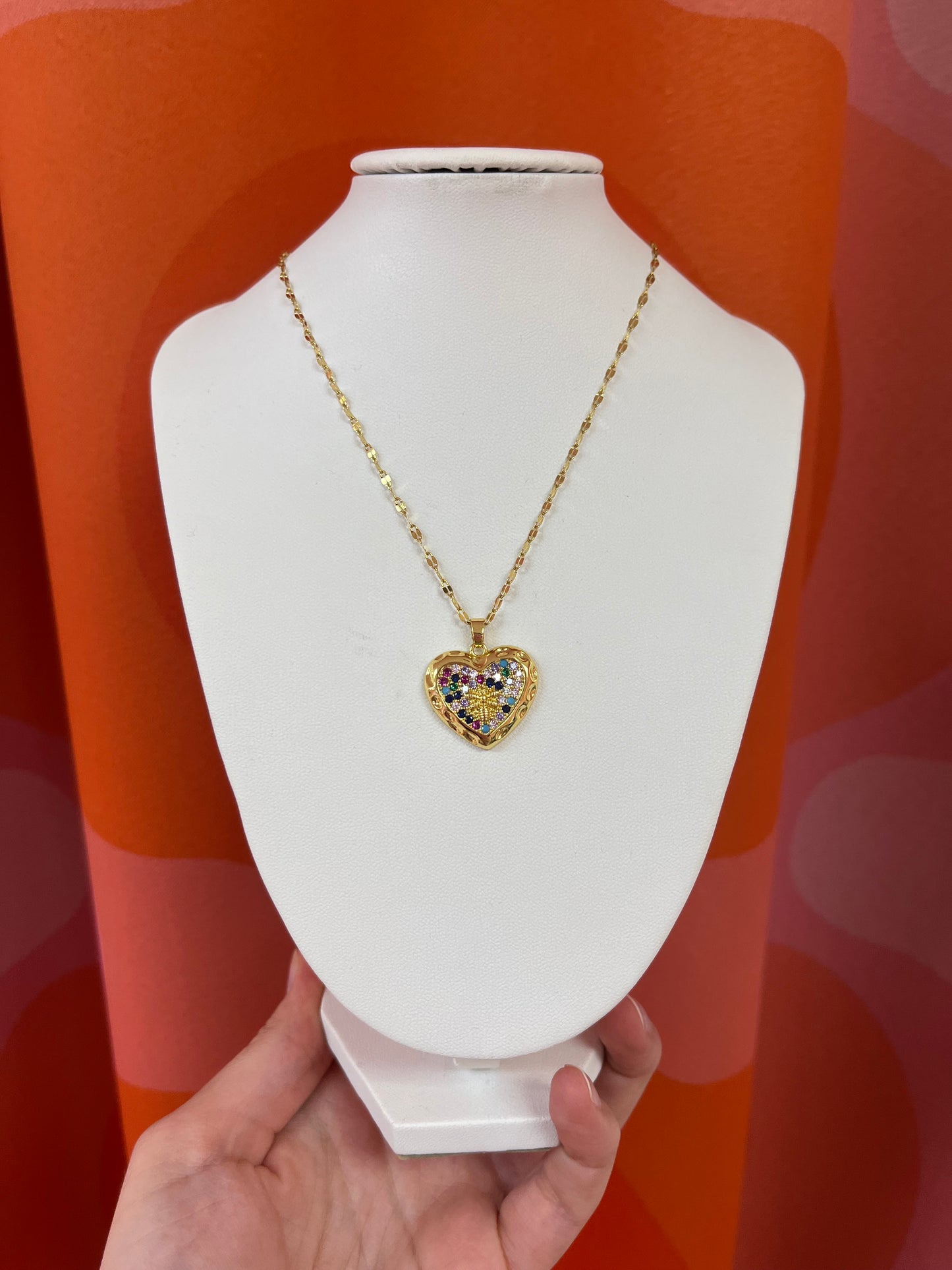 Buggy Sparkling Heart Titanium Necklace