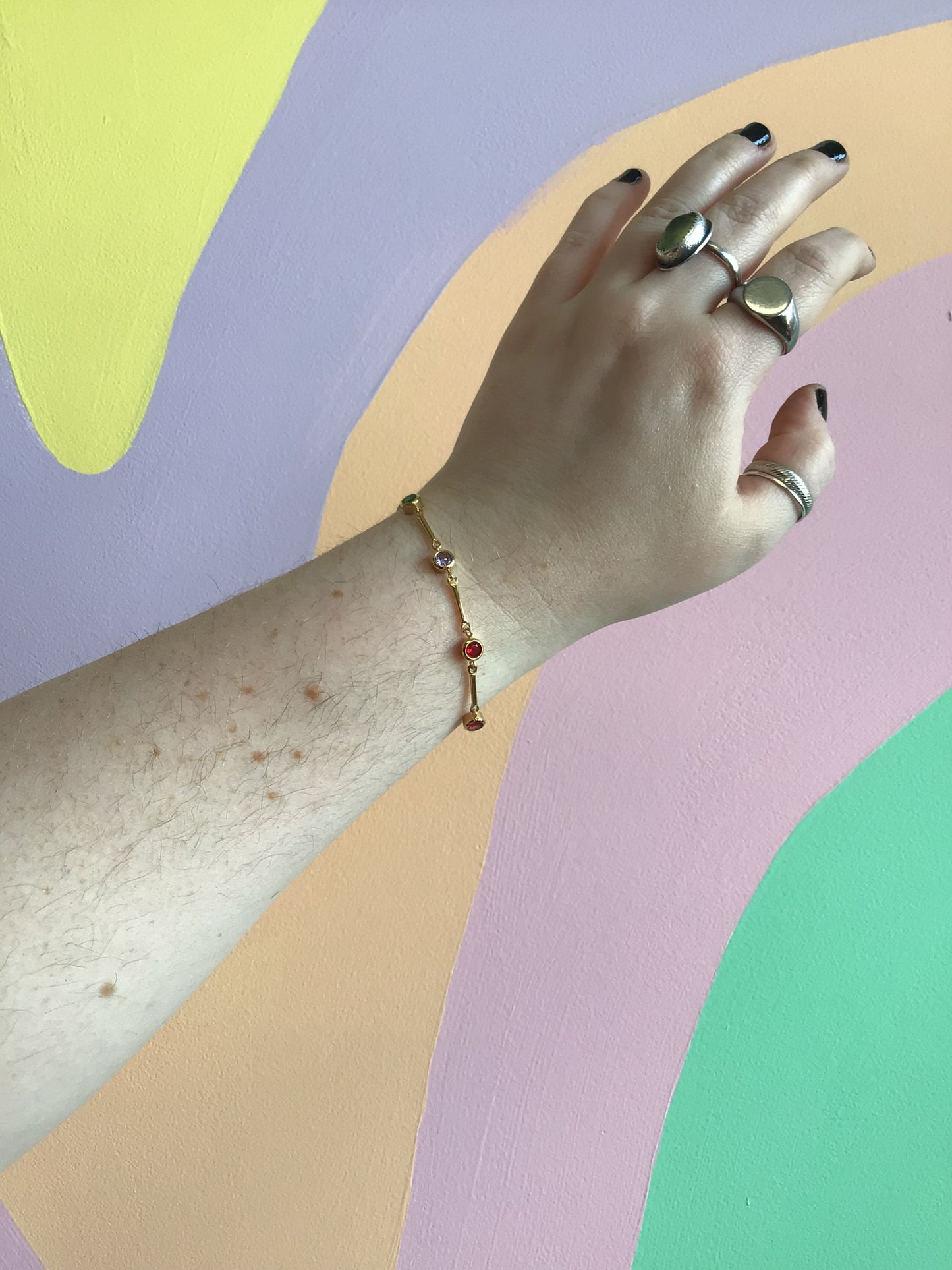 Rainbow Gem Linked Bracelet