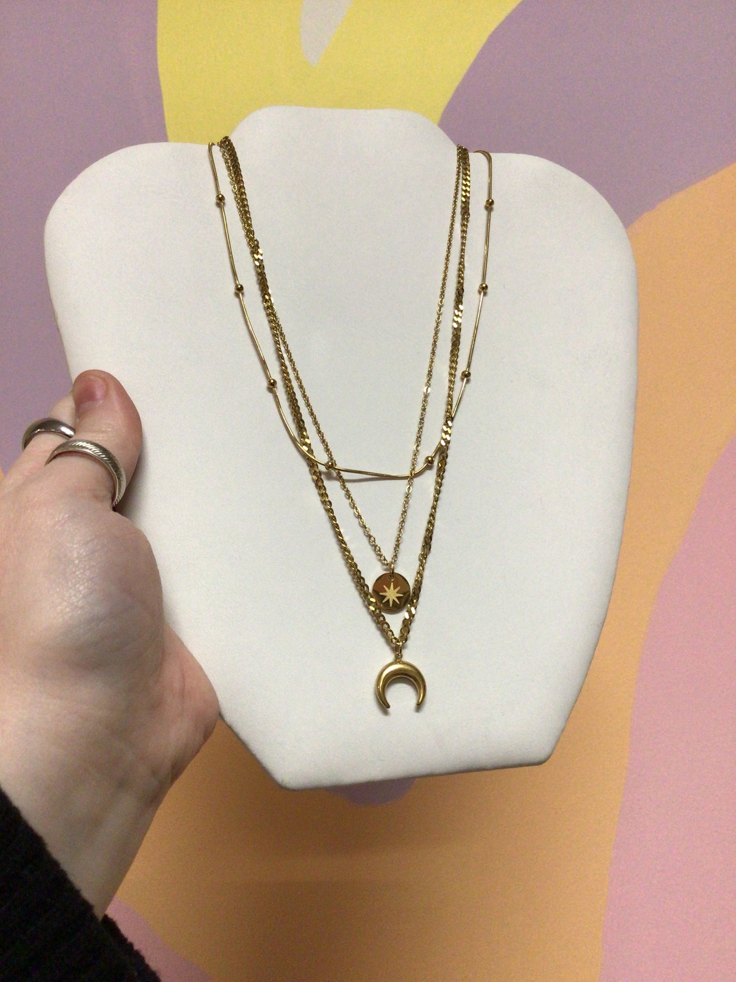 North Star Layered Titanium Necklace