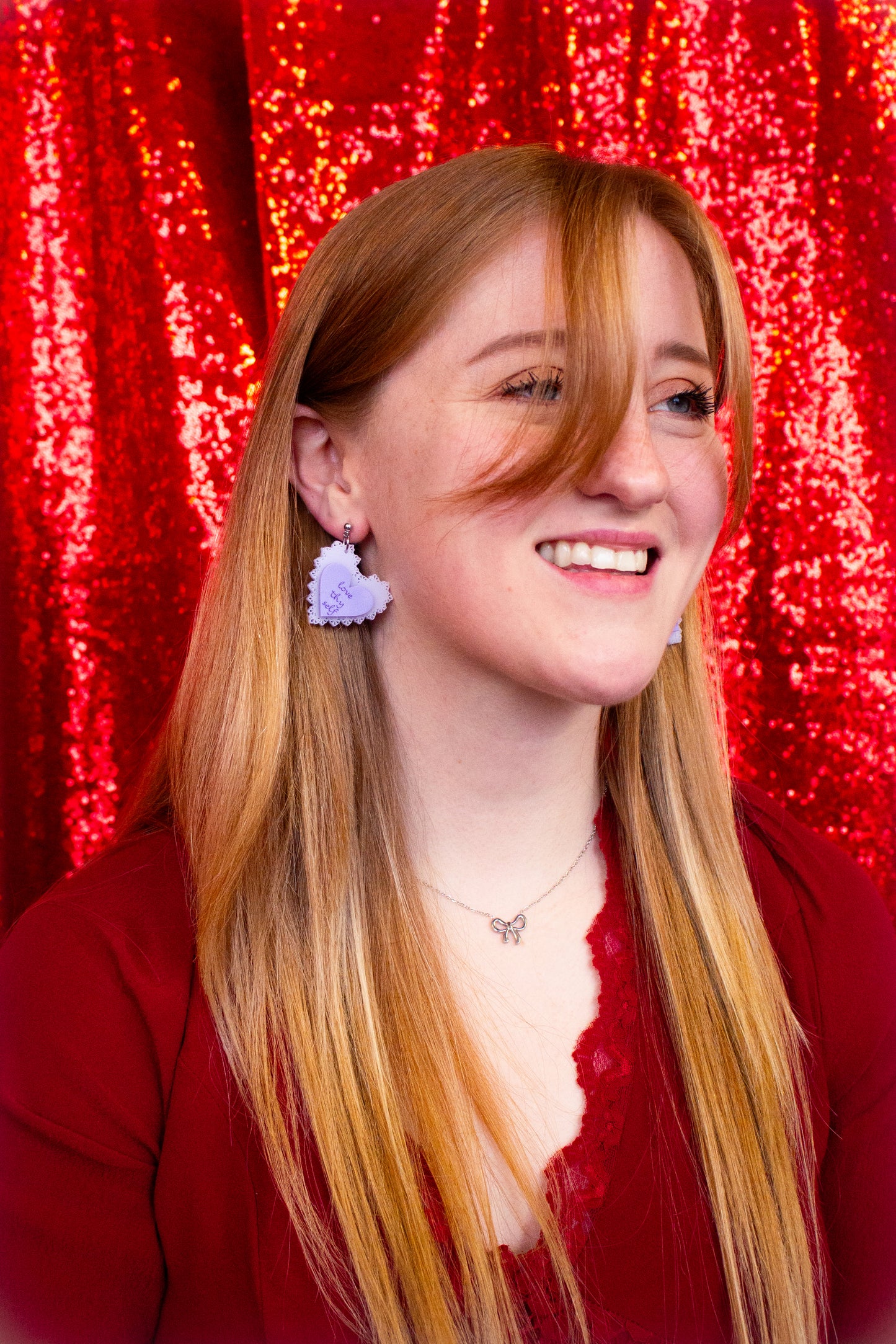"Love Thy Self" Heart Earrings