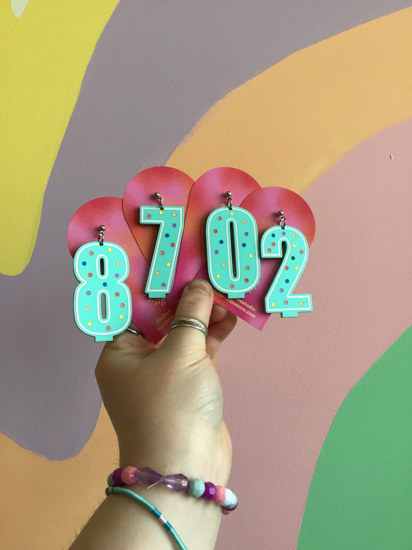 Aqua Birthday Candle Earrings