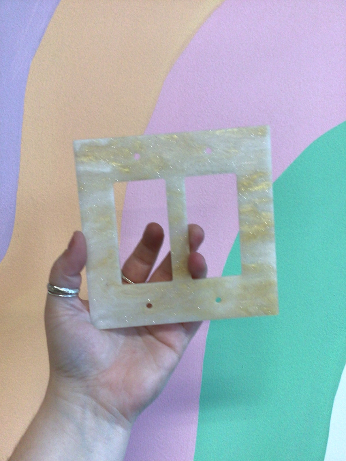 Cream and Gold Marble Outlet Covers