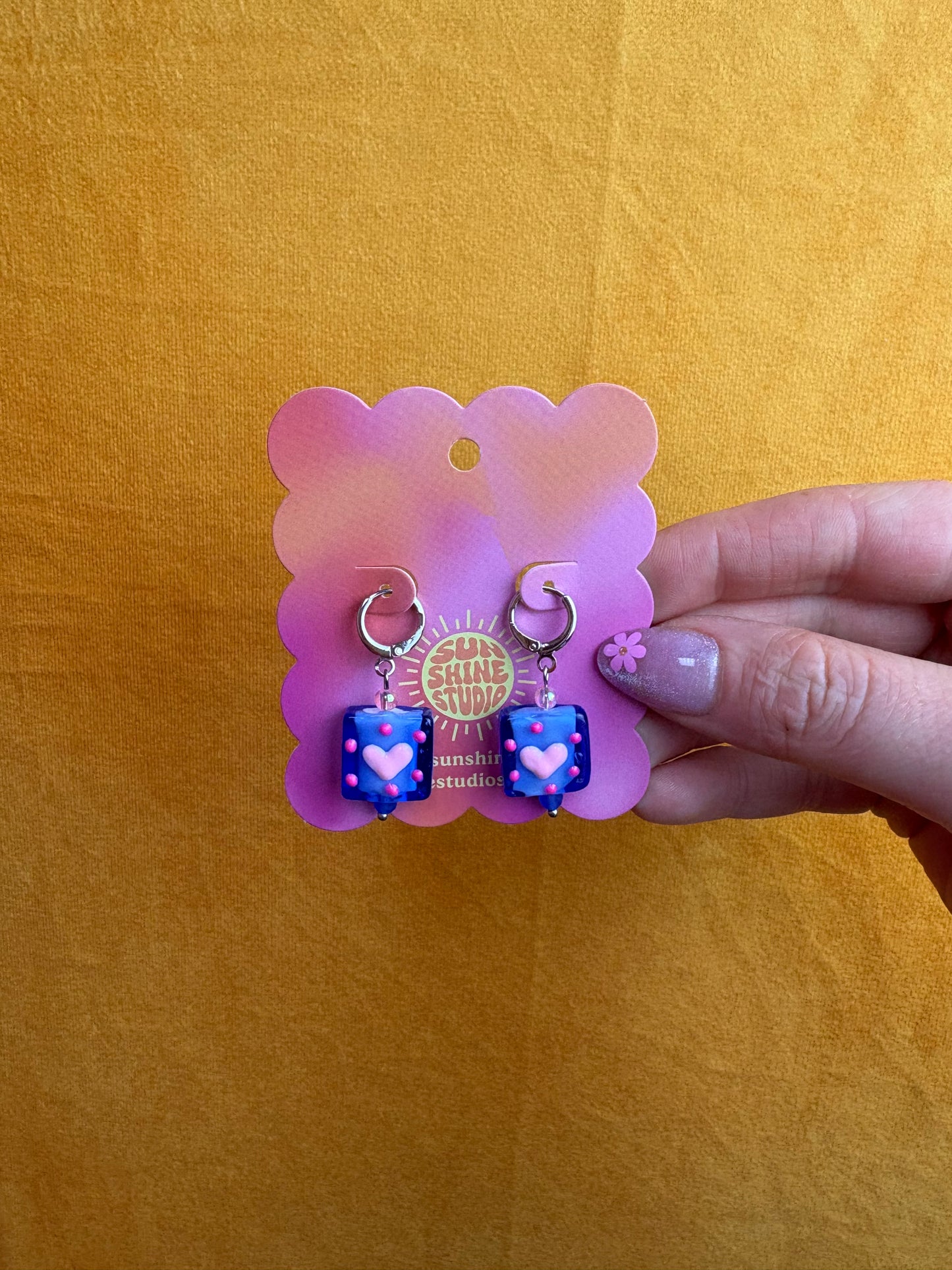 Heart Glass Charm Earrings