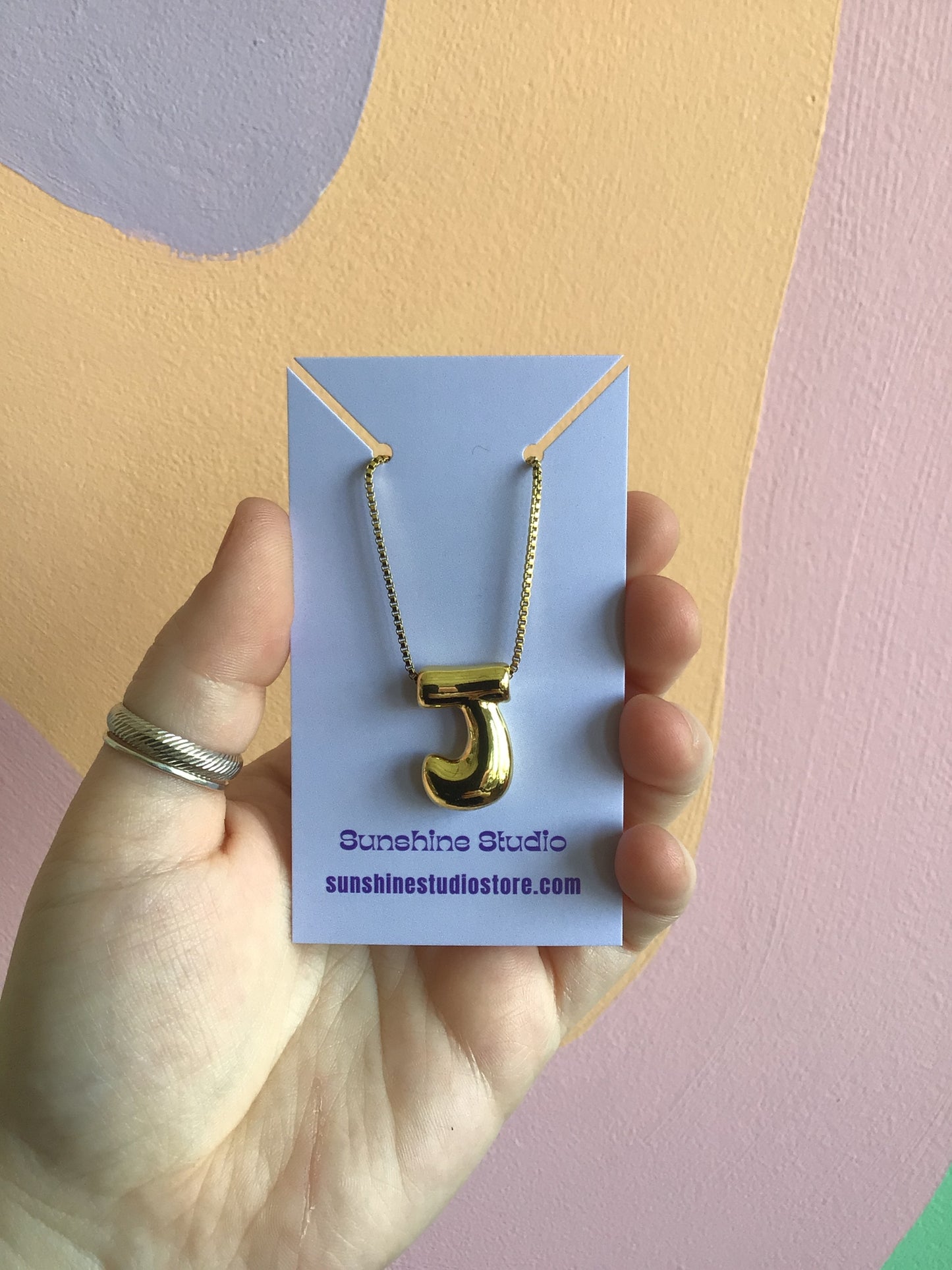 Bubble Letter Initial Necklace