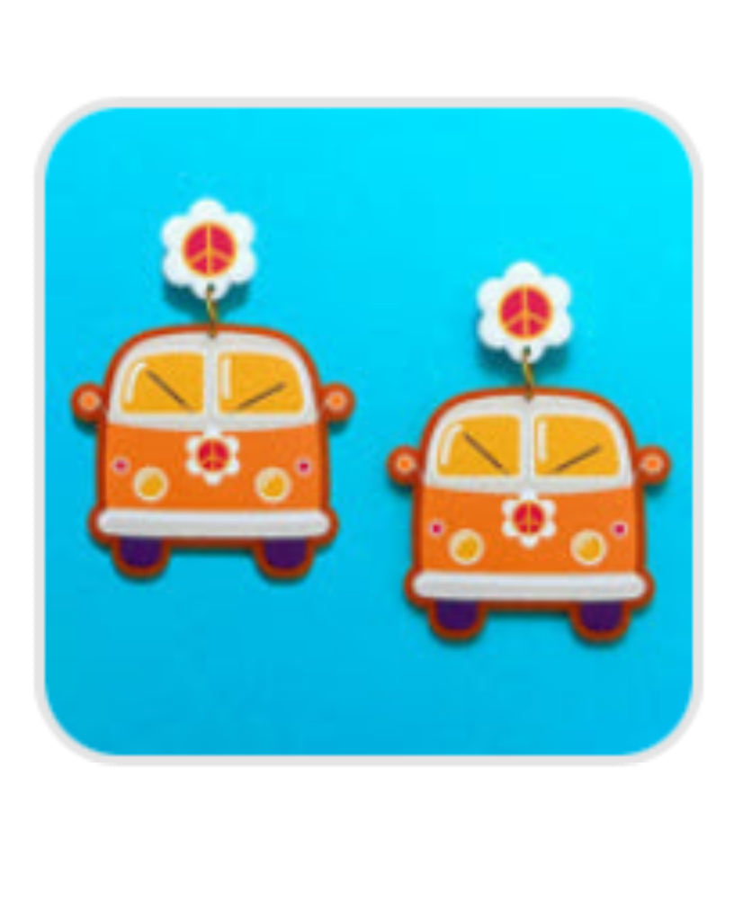 Retro Van Acrylic Earrings