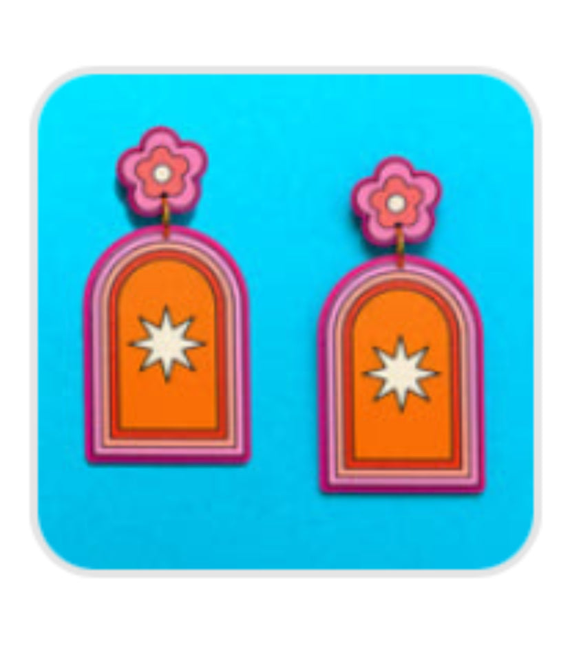 Starburst Retro Acrylic Dangle Earrings