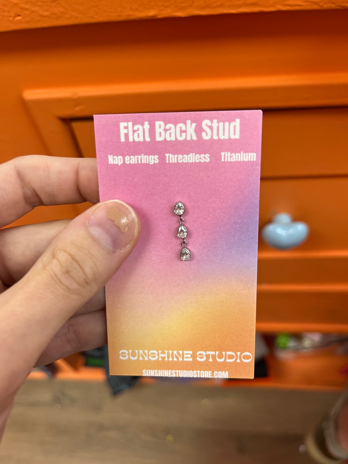 Cascading Teardrop Flat Back Stud