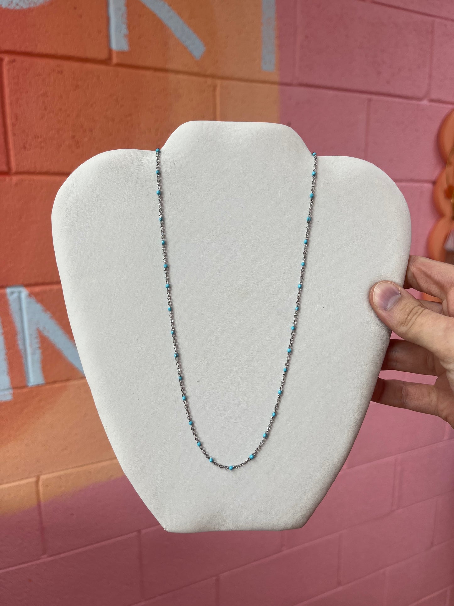 Silver and Teal Chain Necklace