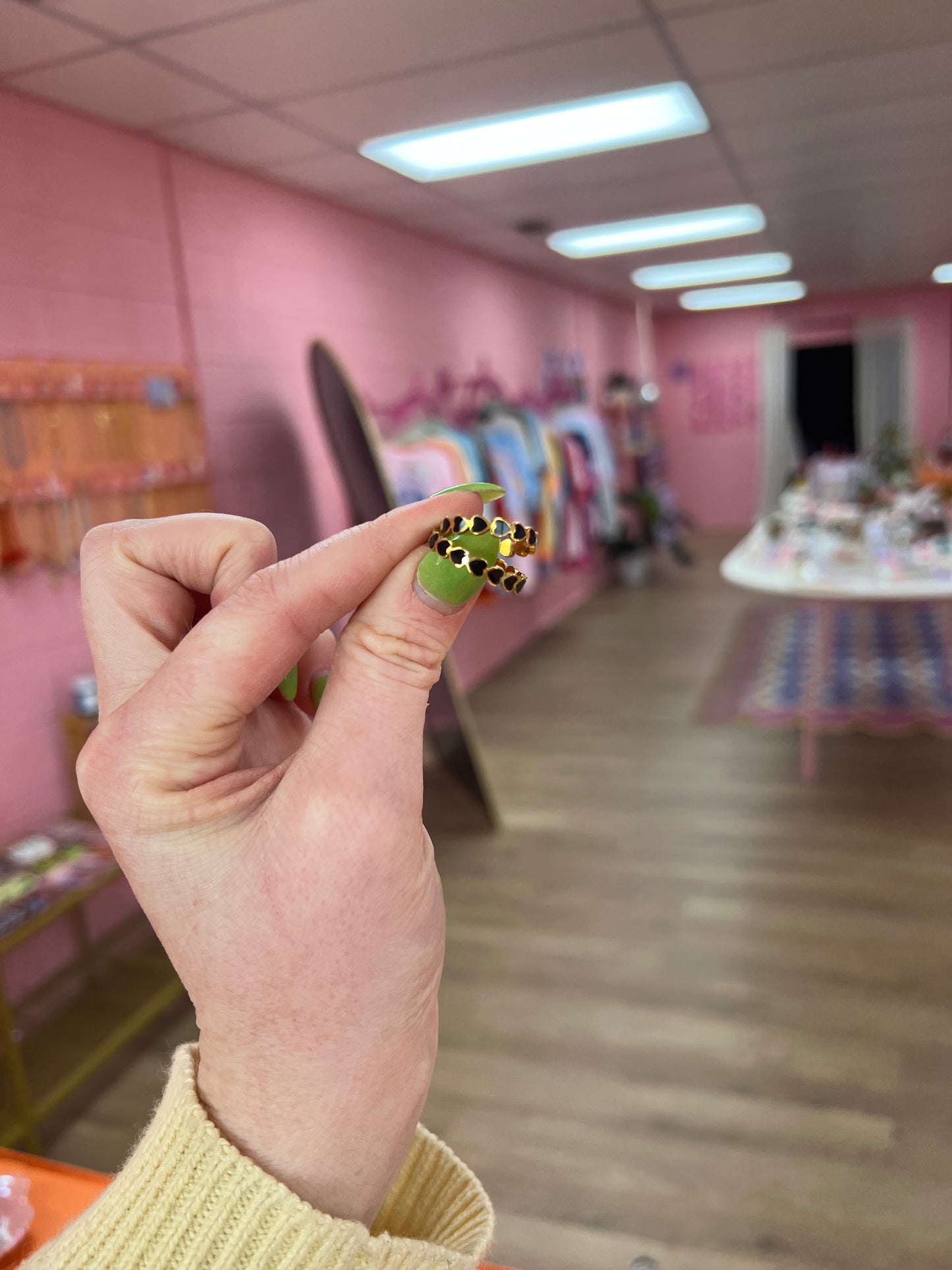 Black Enamel Heart Titanium Ring
